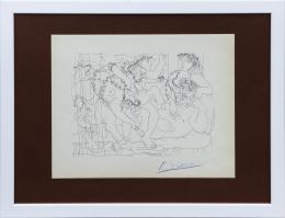 LITOGRAFÍA FIRMADA "ESCULTOR EN REPOSO Y BACANAL CON TORO"