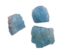 AGUAMARINAS, TRES CRISTALES EN BRUTO, PESO TOTAL: 59.70 CT