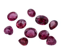 GRANATES RODOLITA , DIEZ PIEZAS EN DIFERENTES TALLAS Y TAMAÑOS, CON PESO TOTAL DE 16 CT