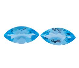 TOPACIOS, PAREJA DE TOPACIOS AZULES EN TALLA MARQUISE CON PESO TOTAL DE 8 CT