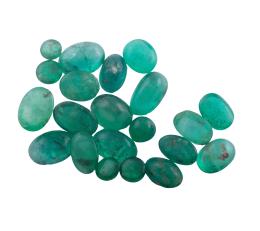ESMERALDAS, VEINTIUN PIEZAS EN TALLAS CABUJON, CON PESO TOTAL DE 6 CT