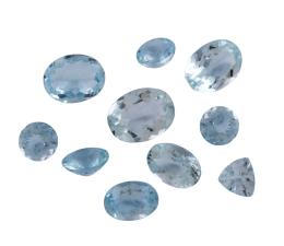 AGUAMARINAS EN TALLAS OVALES Y REDONDAS CON PESO TOTAL DE 8.35 CT