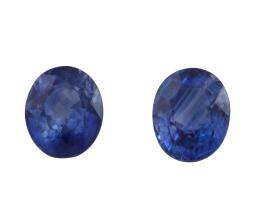 ZAFIROS , PAREJA DE ZAFIROS EN TALLA OVAL CON PESO TOTAL DE 1 CT