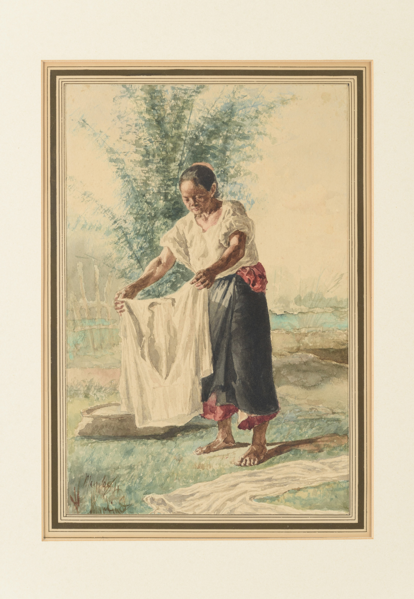 Campesino con gallo y Mujer Tagala