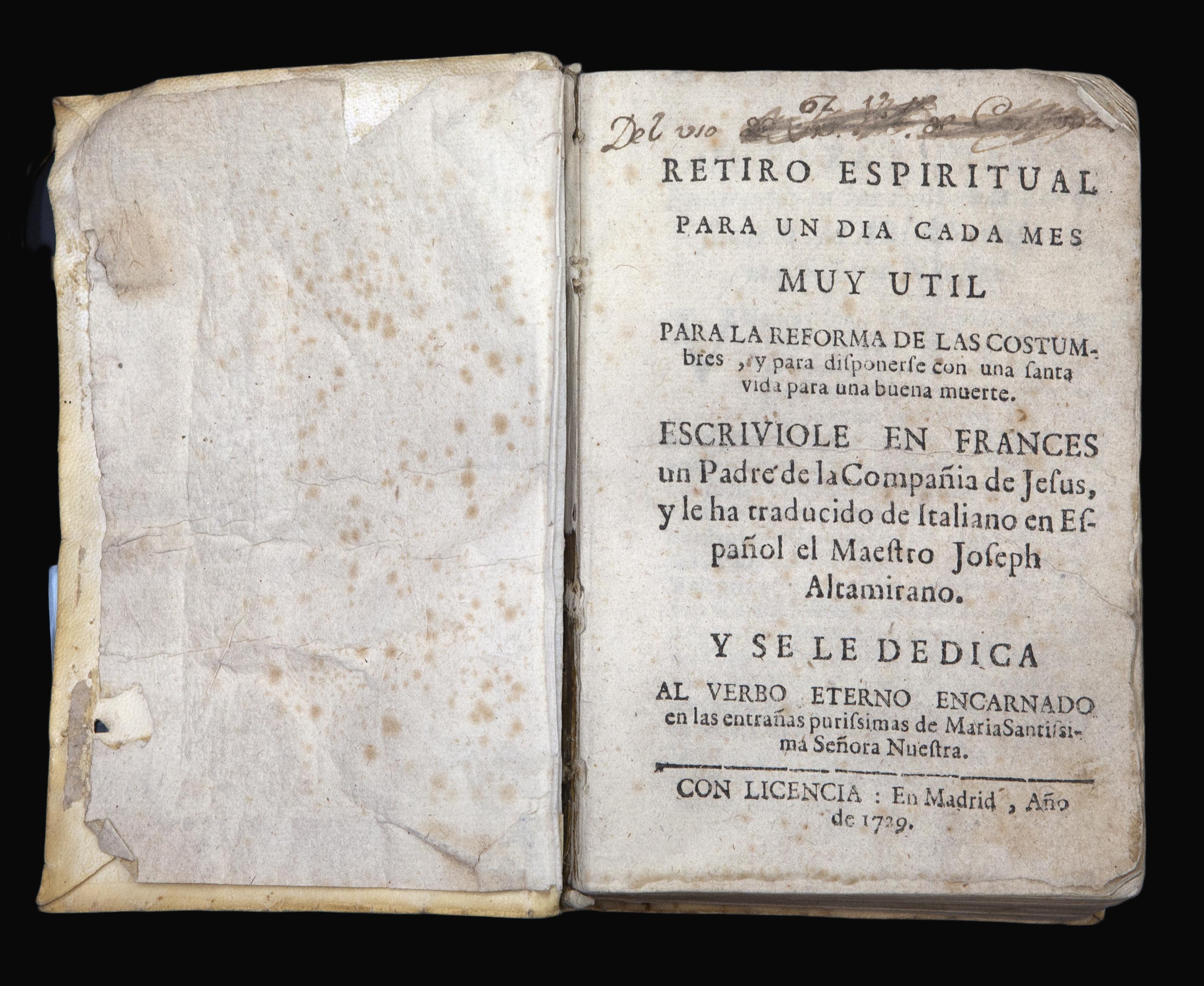 RETIRO ESPIRITUAL PARA UN DÍA CADA MES, 1729.