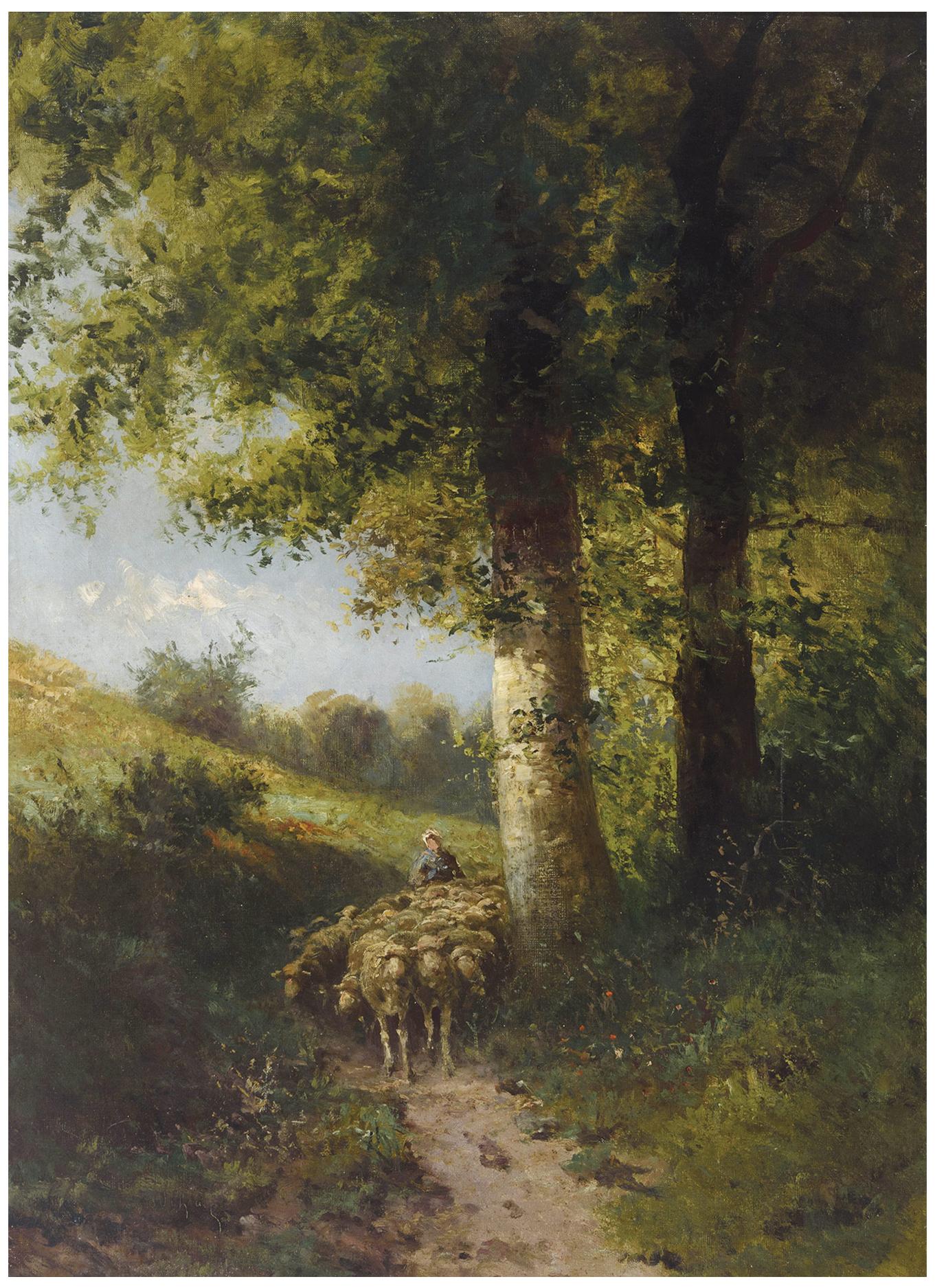 PAISAJE CON REBAÑO DE OVEJAS