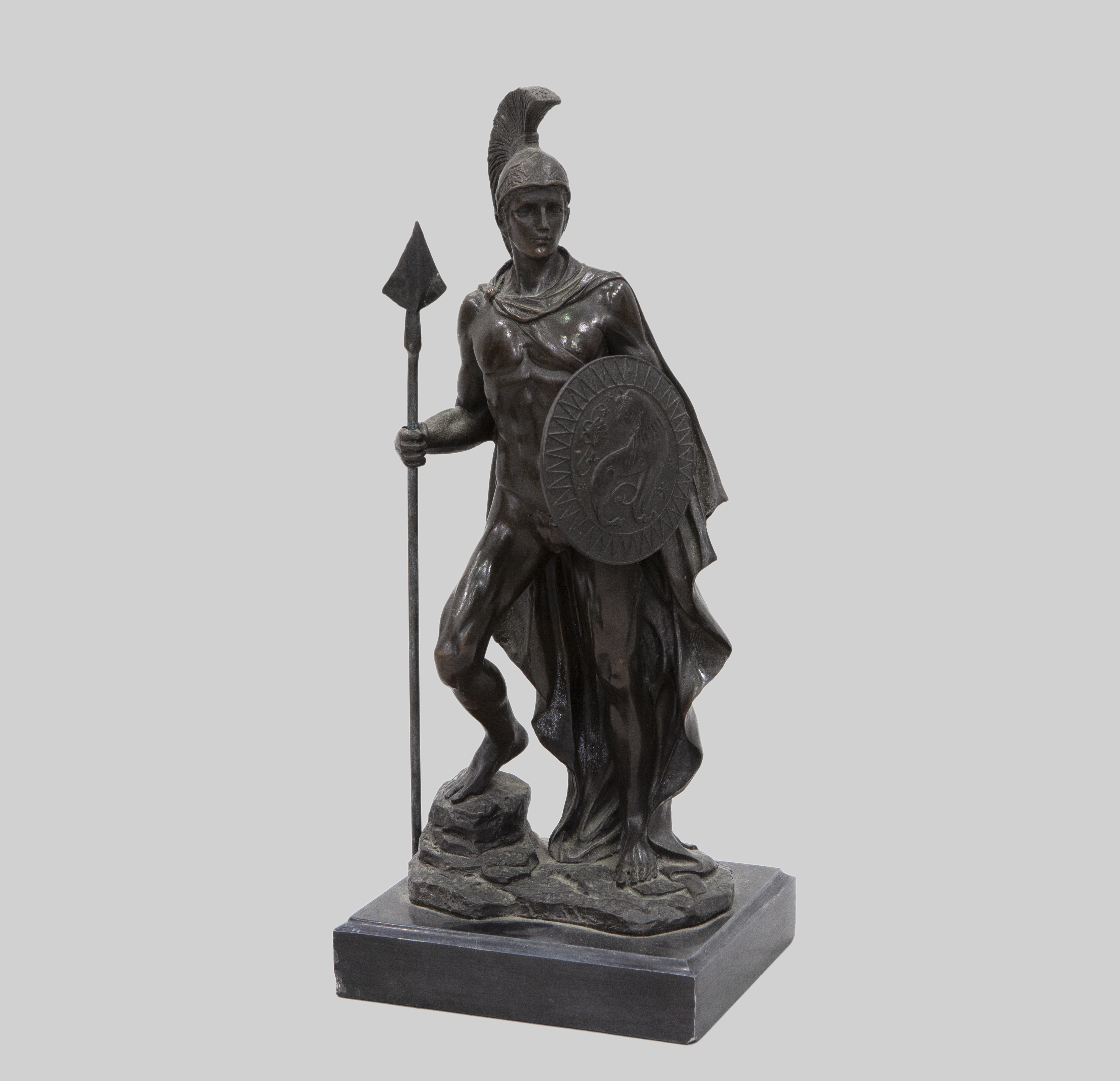 SOLDADO GRIEGO, ESCULTURA DE BRONCE PATINADO, FIRMADA ELLIS