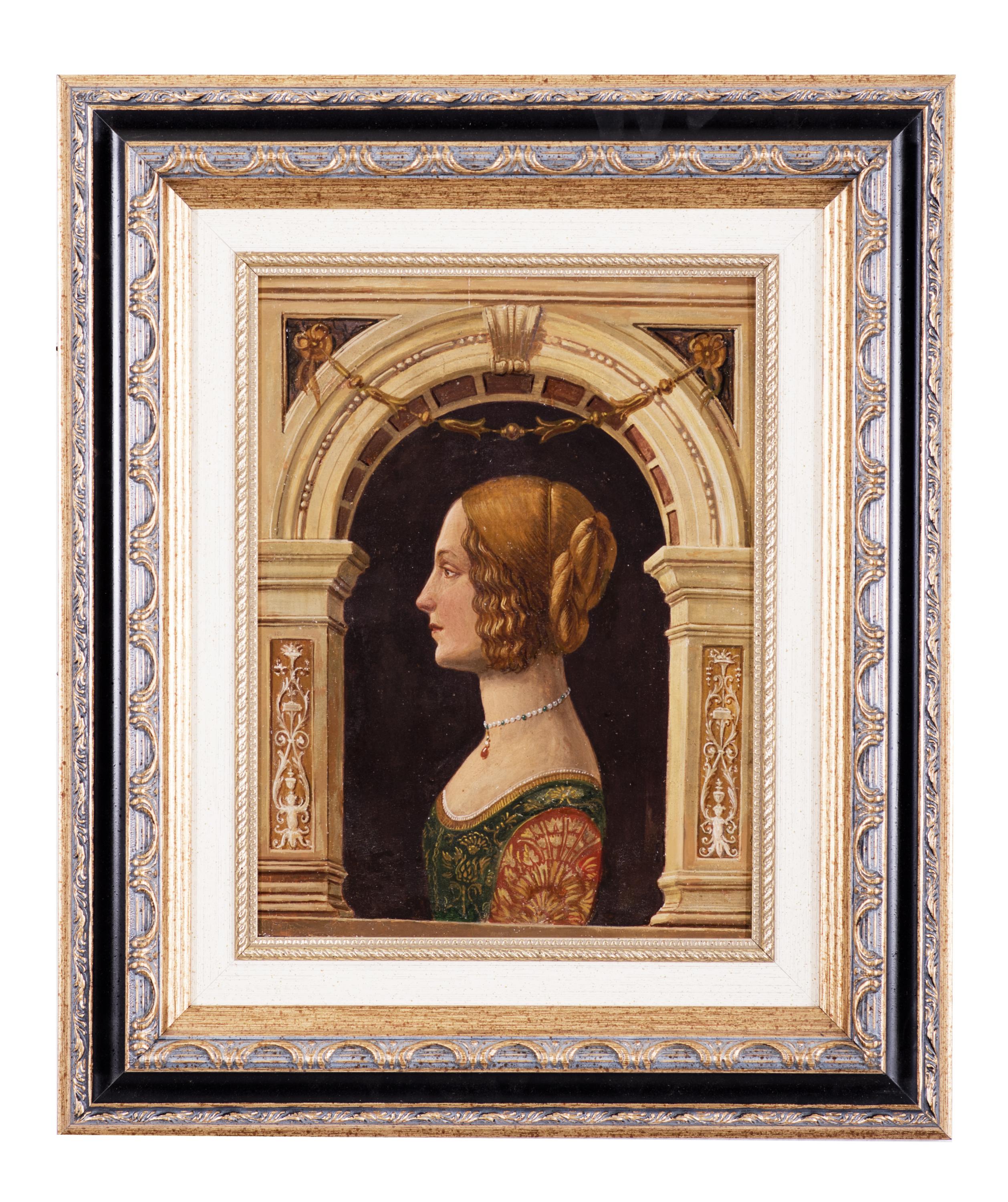 RETRATO DE GIOVANNA TORNABUONI DE PERFIL EN ERQUITECTURA,  