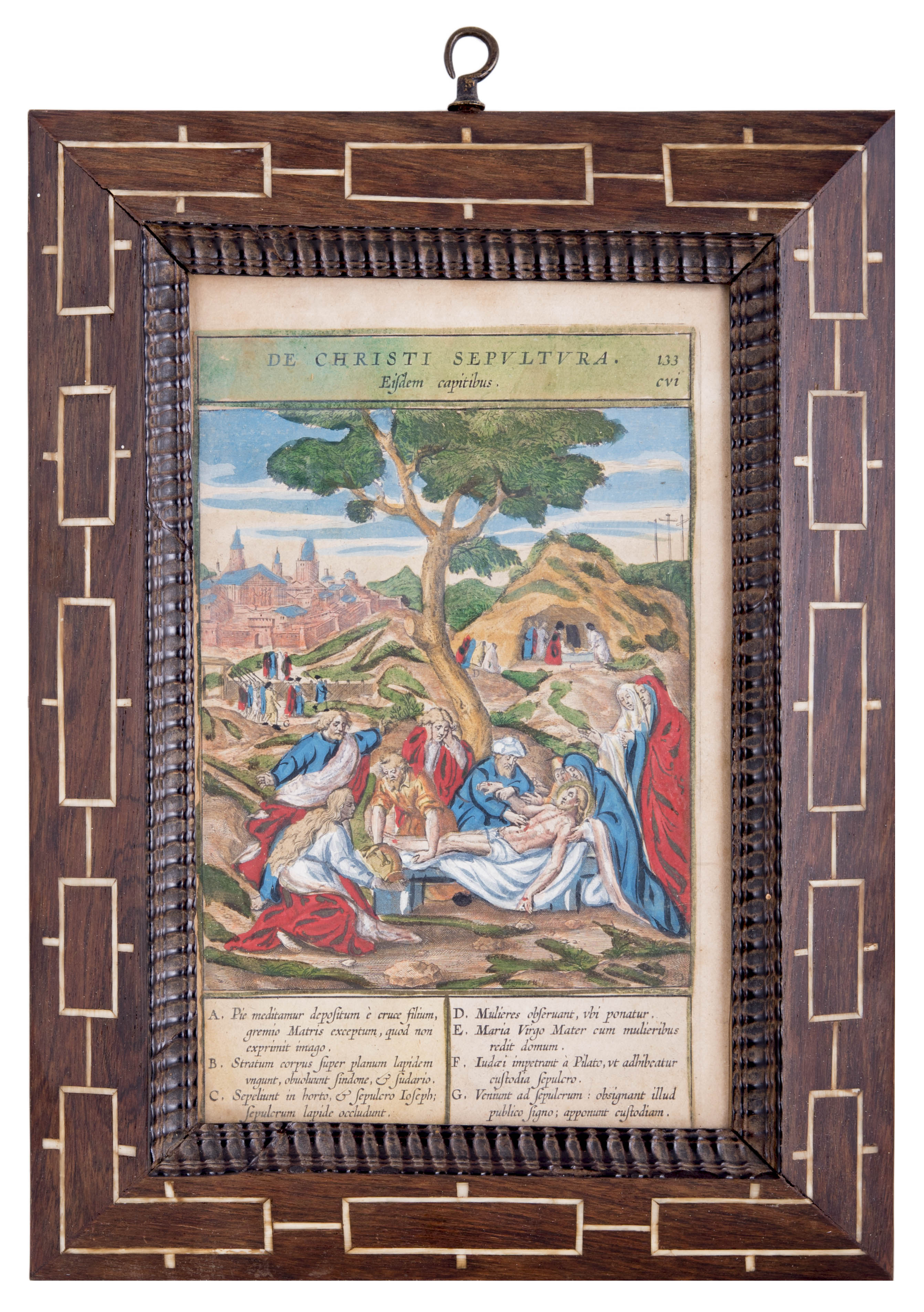 MARCO CON DECORACIÓN DE HUESO EMBUTIDO, ESPAÑA, S.XIX