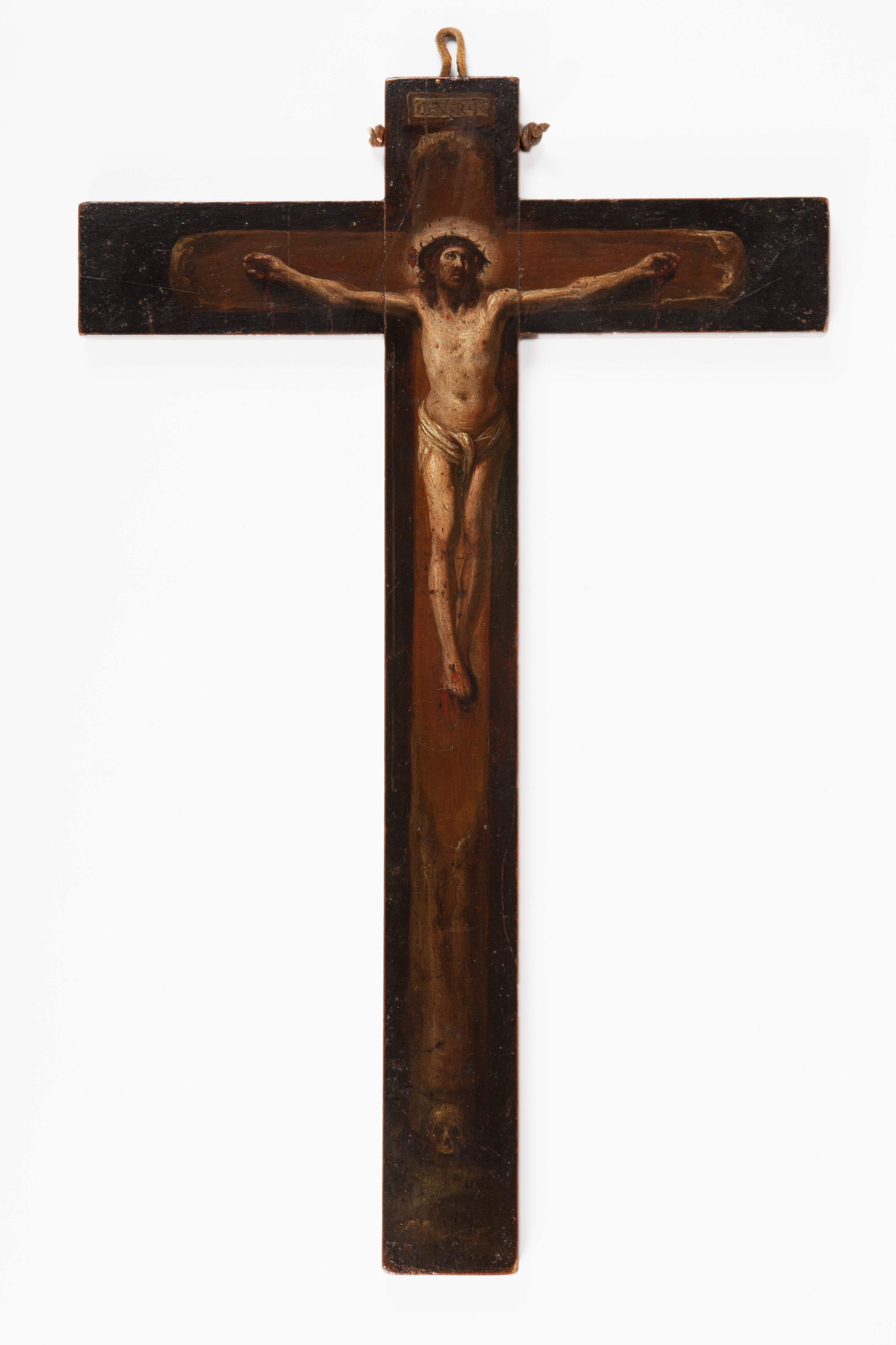 CRISTO CRUCIFICADO, CRUZ DE MADERA POLICROMADA, ESPAÑA, FIN