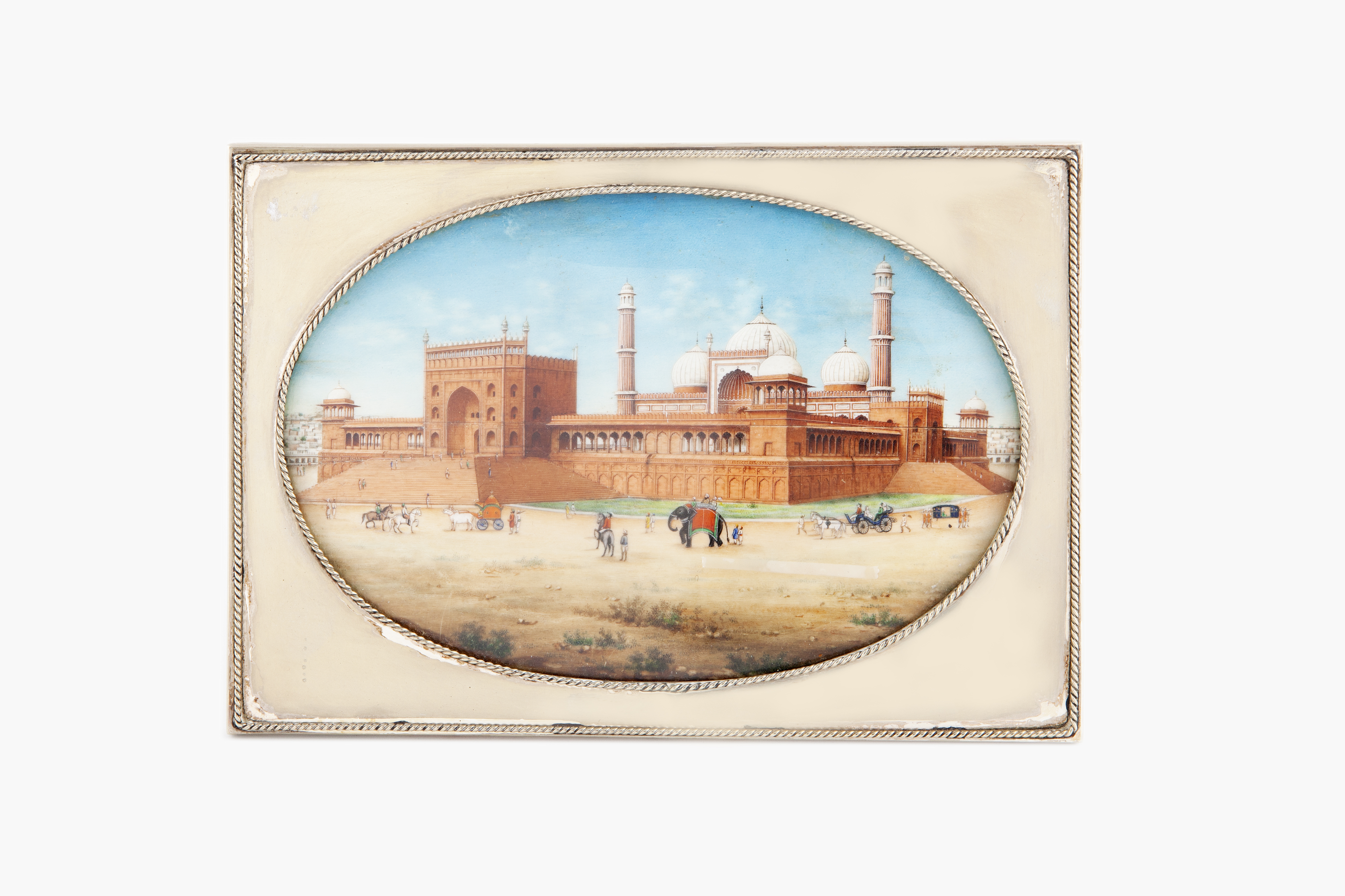 MEZQUITA DEL EMPERADOR DE LAHORE, MINIATURA PERSA, S.XIX