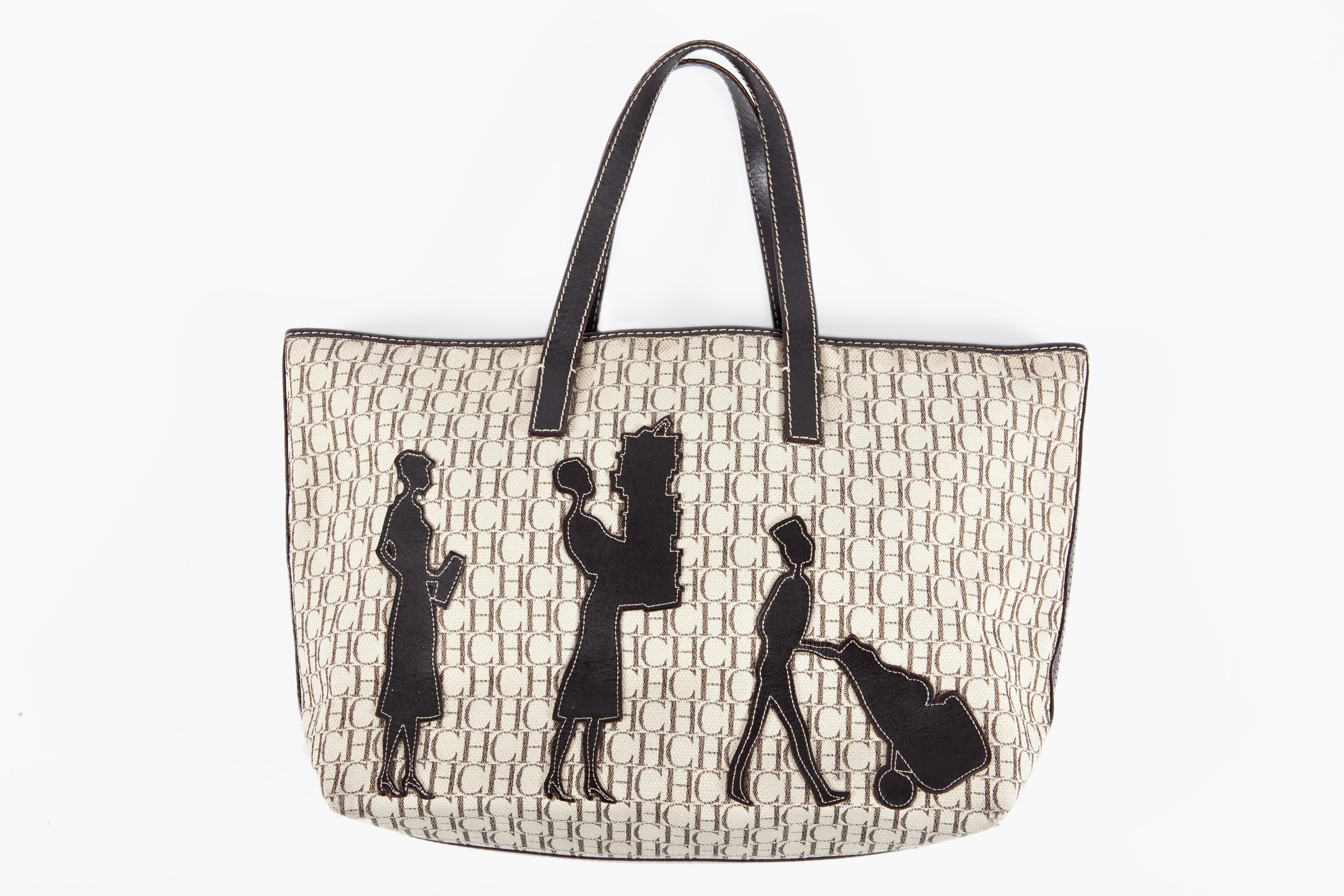 BOLSO DE LONA CON APLICACIONES DE PIEL RECORTADA, CAROLINA