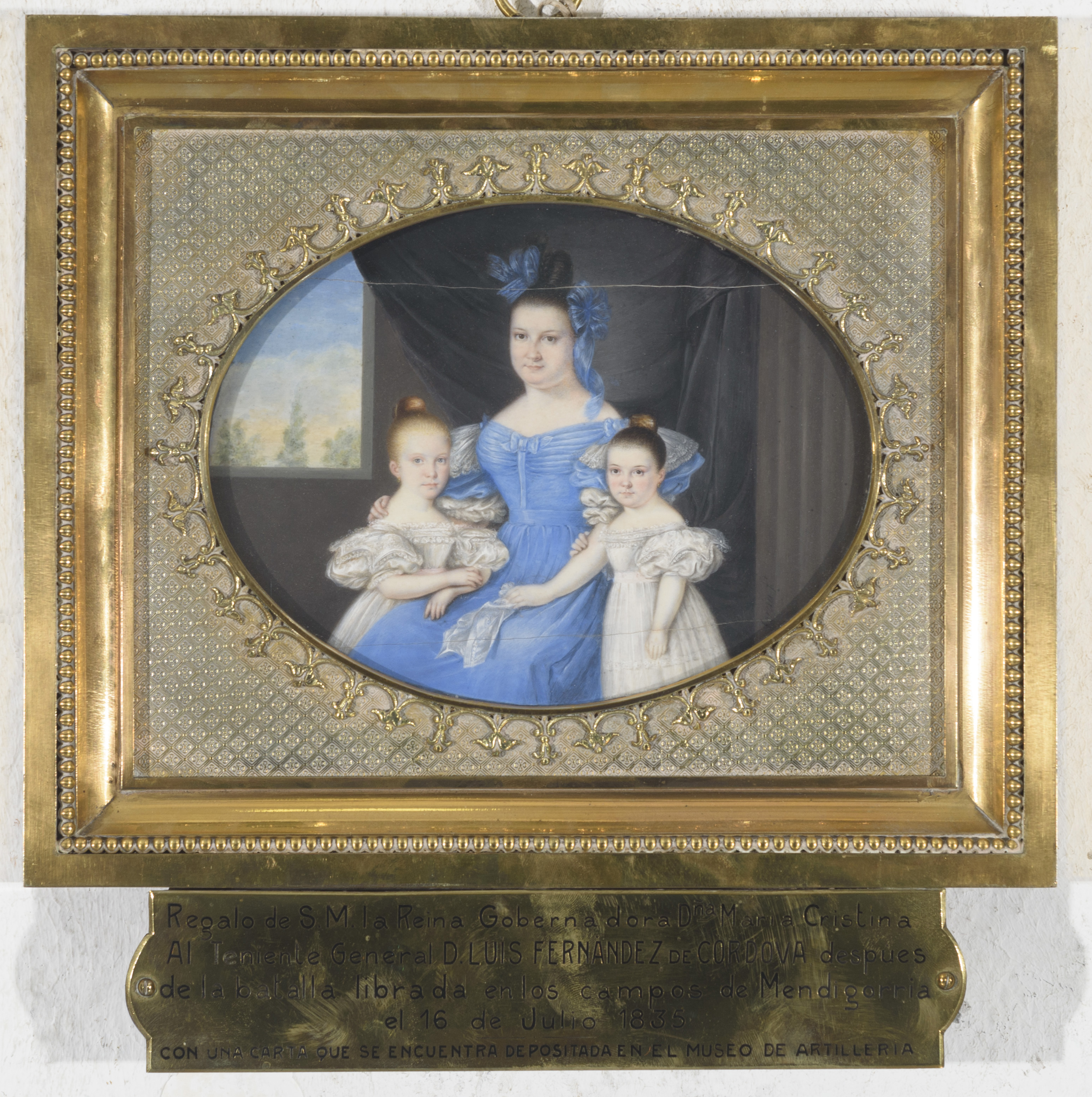 RETRATO DE LA REINA GOBERNADORA CON SUS HIJAS ISABEL Y LUIS