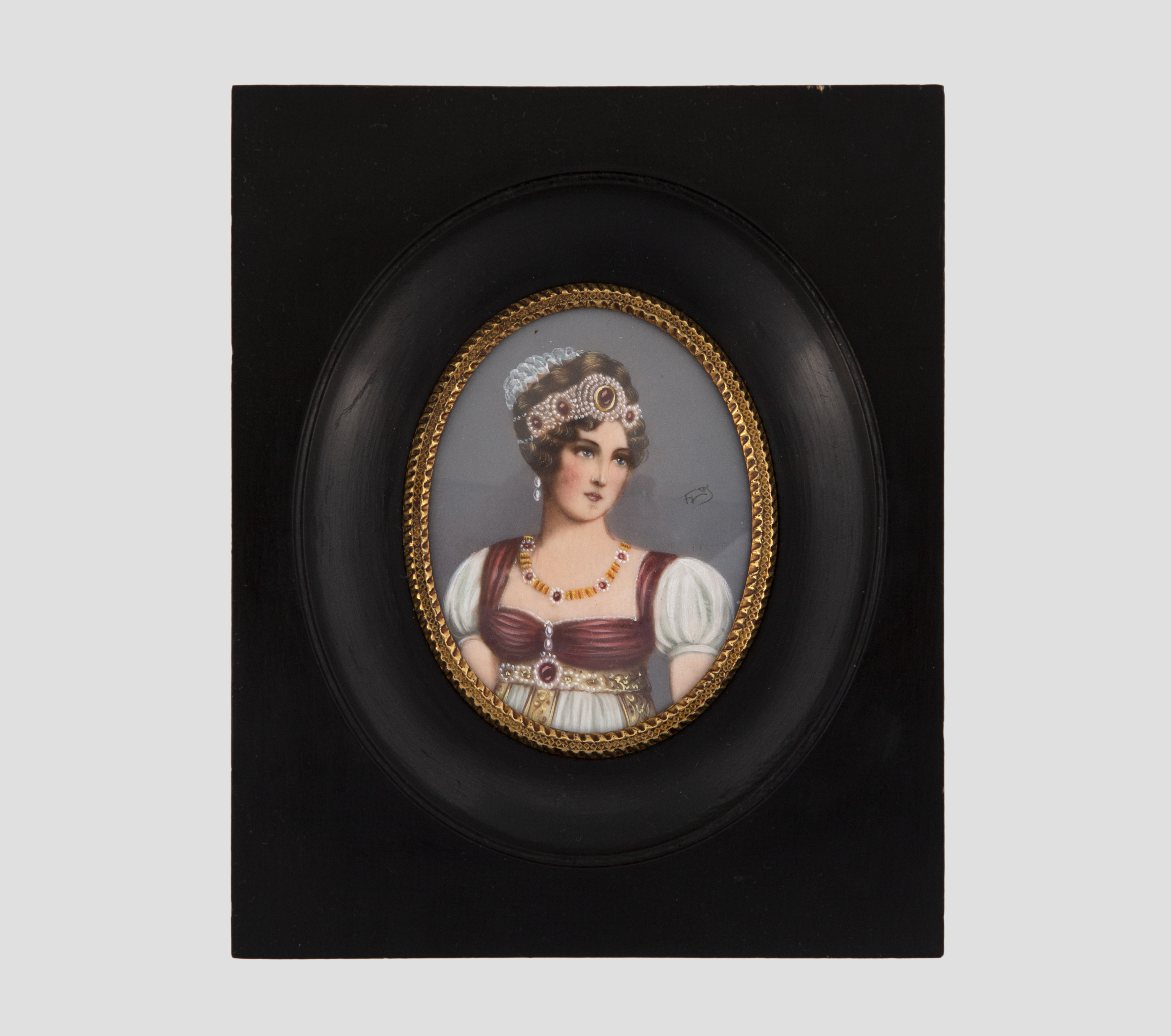 MINIATURA EN MARFIL CON RETRATO DE UNA DAMA, ESCUELA FRANCE
