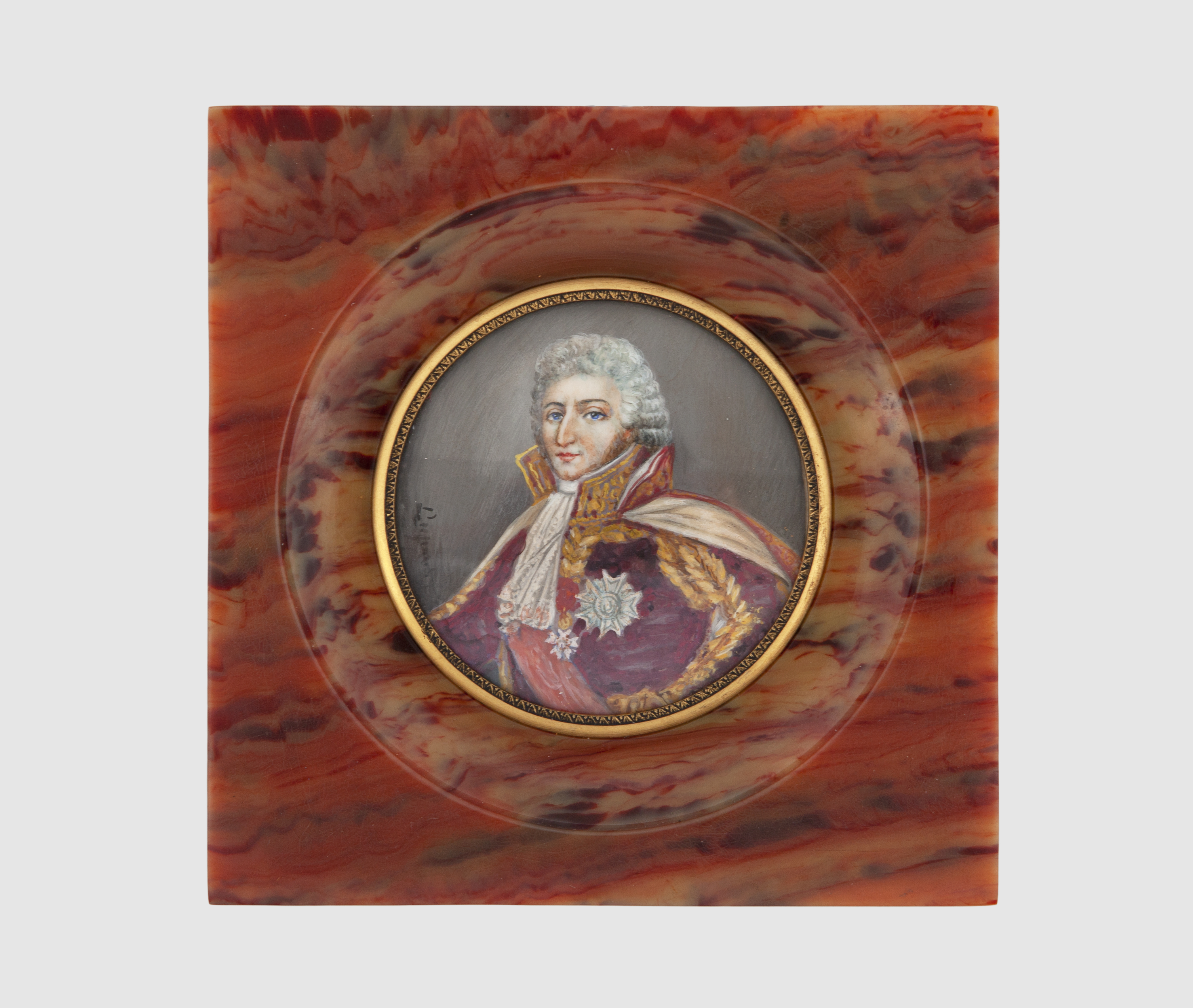 MINIATURA EN MARFIL CON RETRATO DE UN CABALLERO, ESCUELA FR
