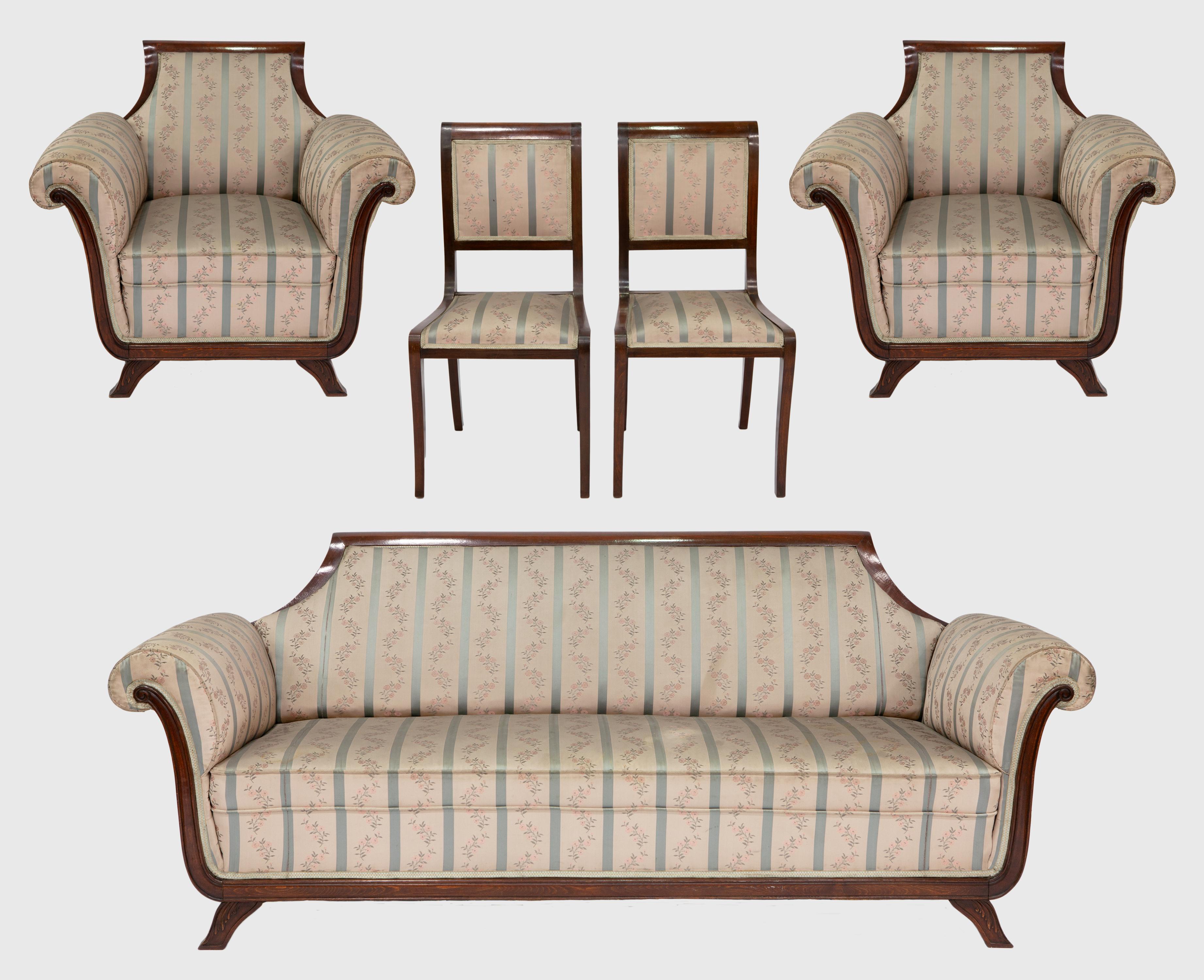 TRESILLO A CONJUNTO CON SILLAS, ESTILO REGENCY