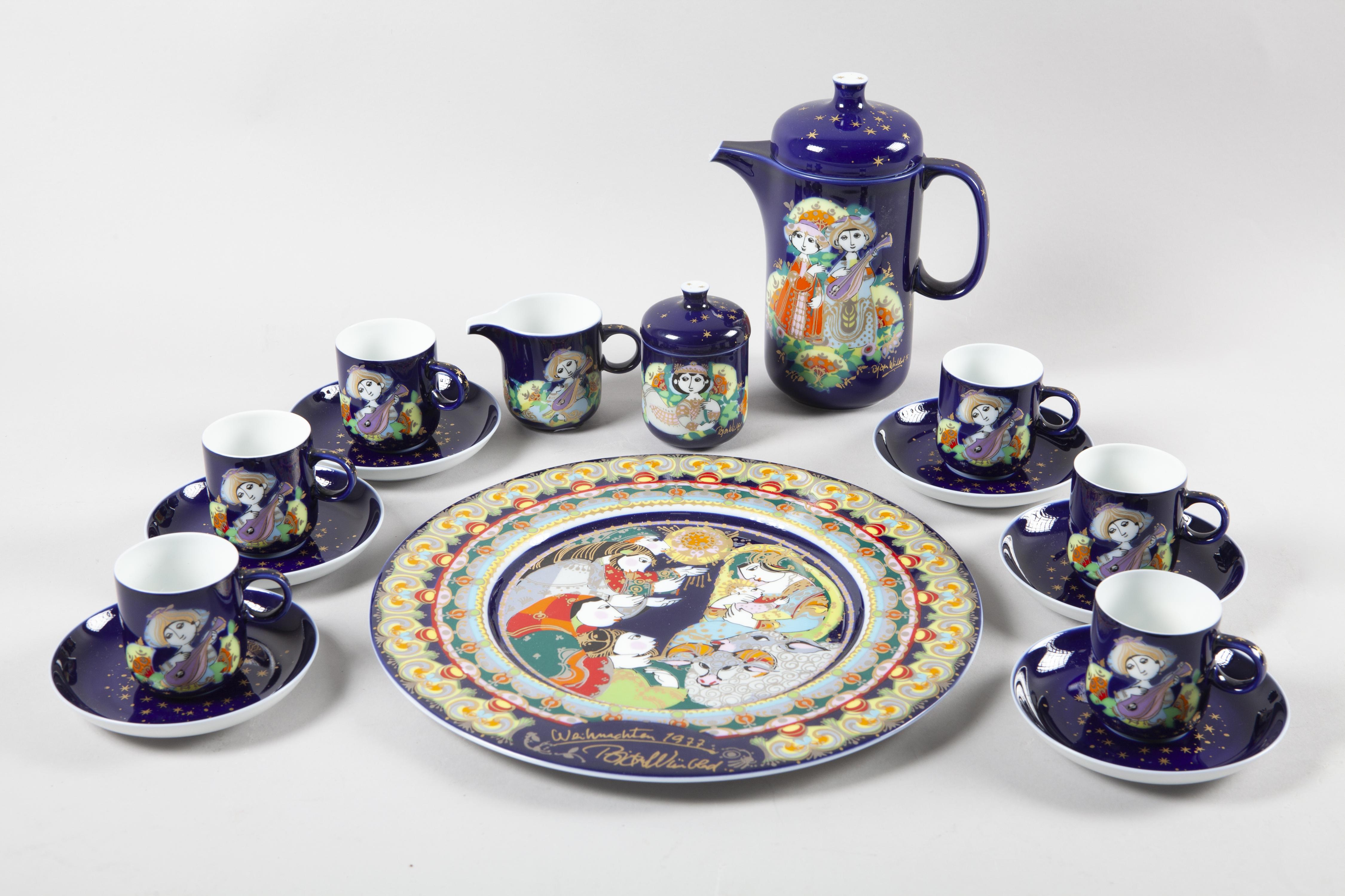 JUEGO DE CAFÉ DE 6 SERVICIOS Y PLATO, MARCA ROSENTHAL CON D