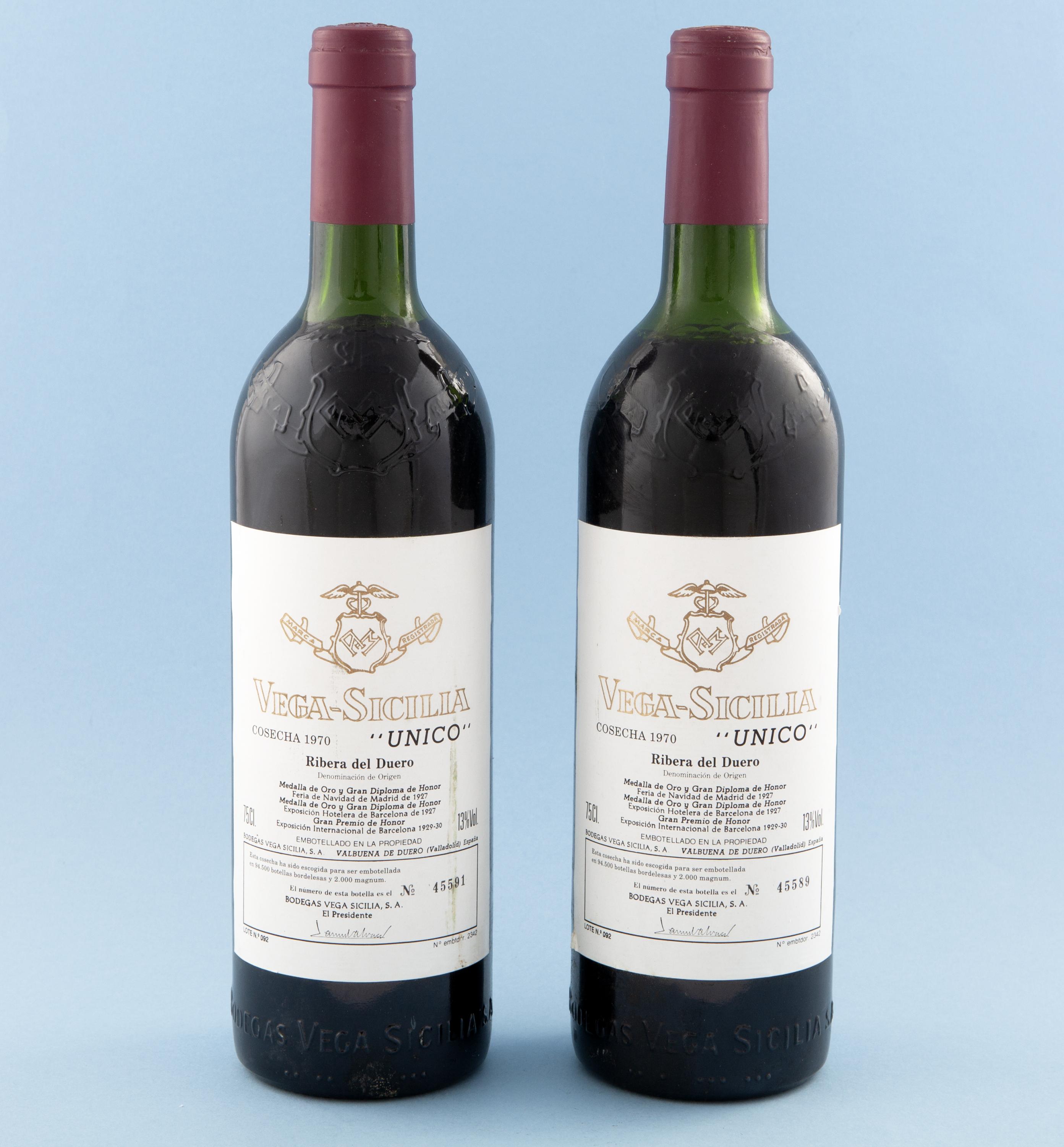 LOTE DE DOS BOTELLAS DE VEGA SICILIA "UNICO", RIBERA DEL DU