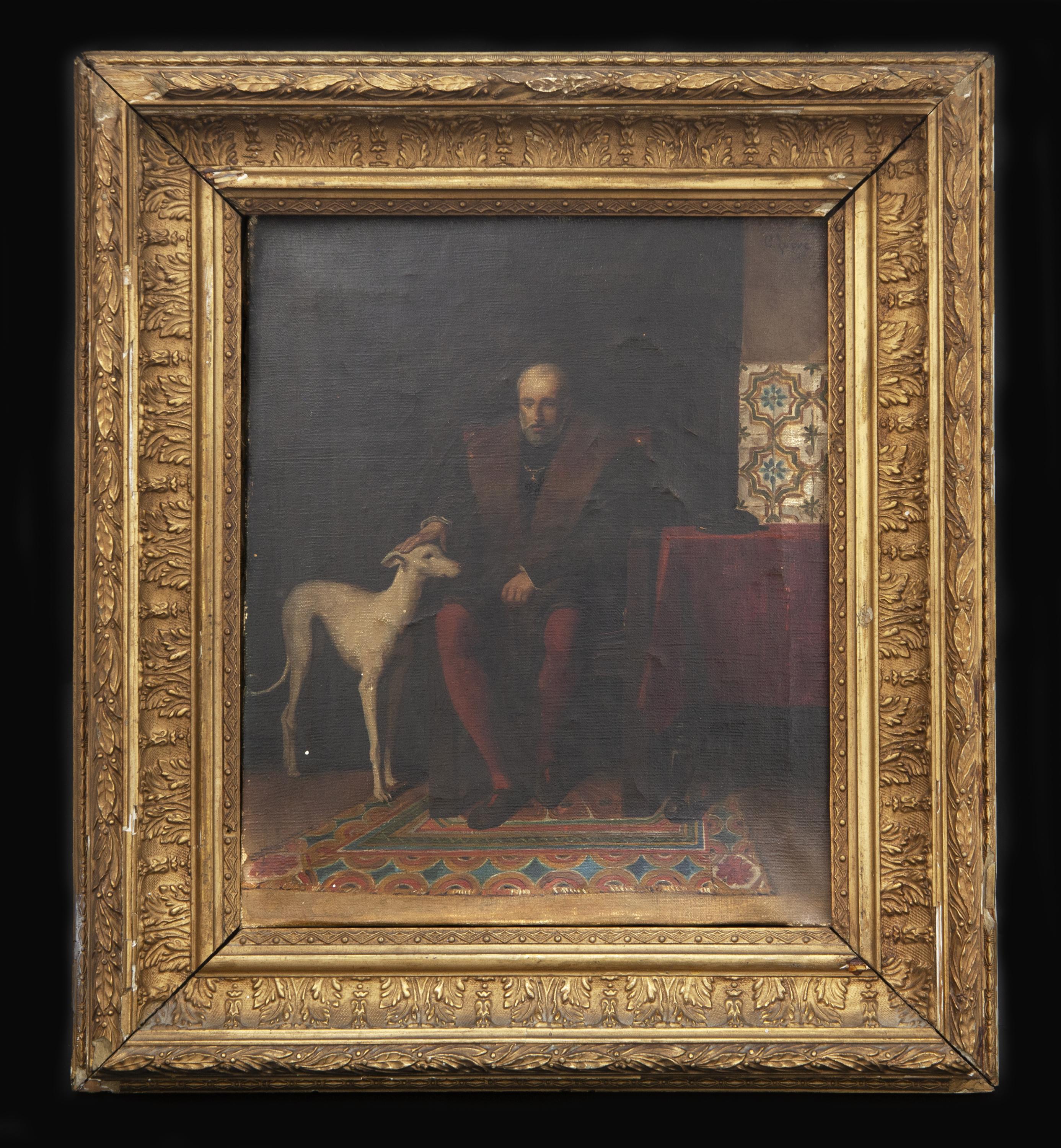 RETRATO DE GRAN SEÑOR FEUDAL CON GALGO S.XVIII