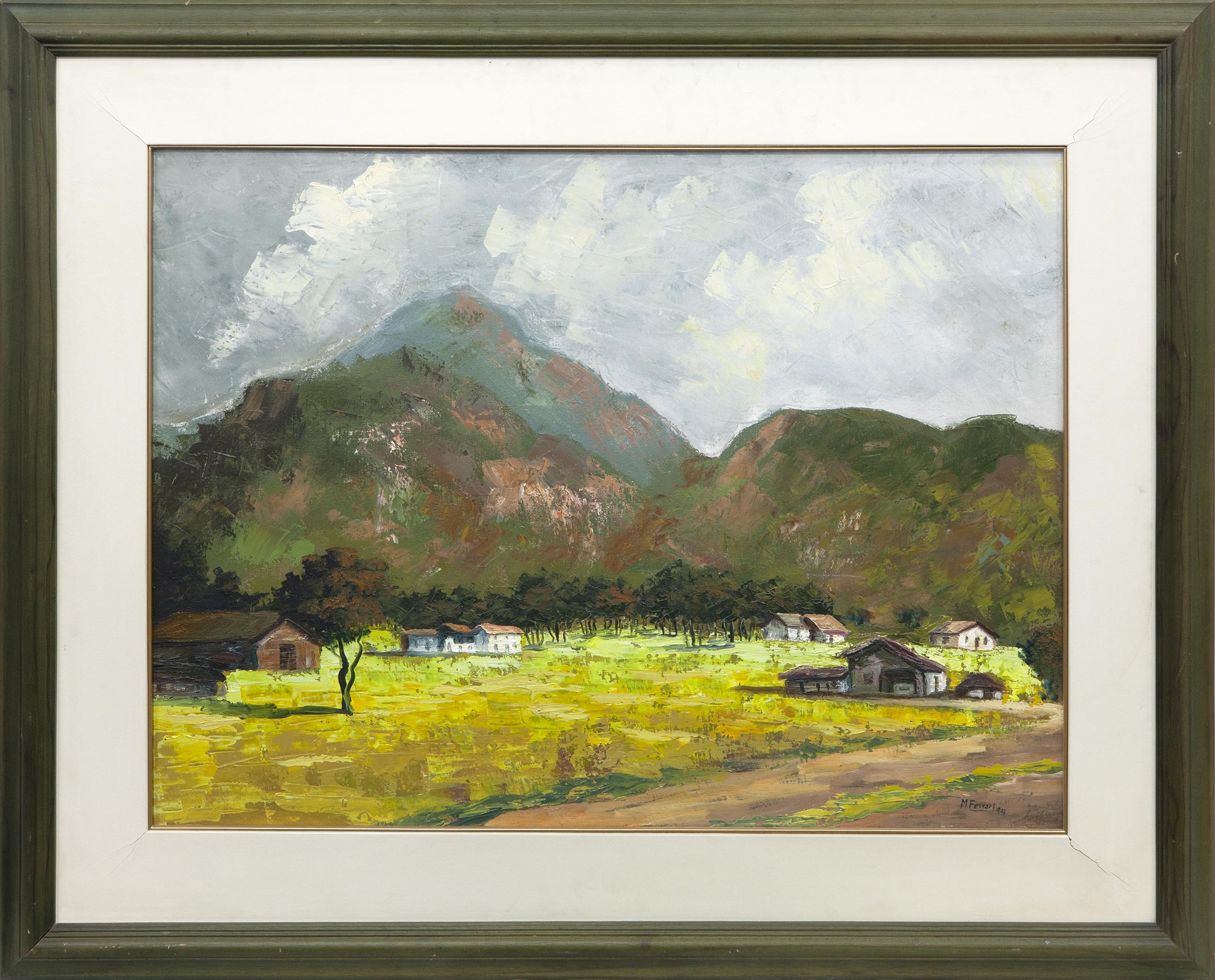 PAISAJE RURAL Y MONTAÑOSO CON CASAS, 1994. 