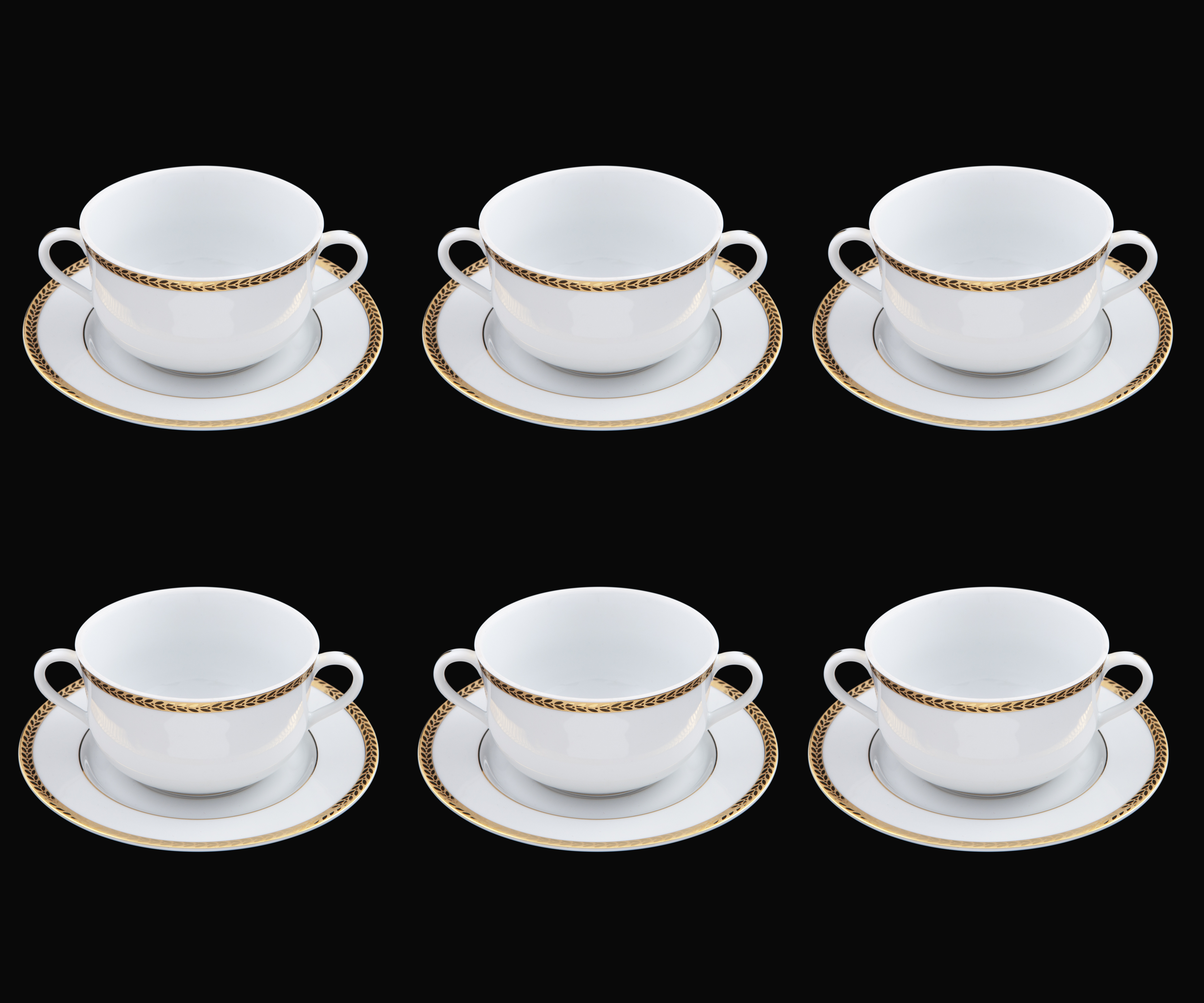 CONJUNTO DE SEIS TAZAS DE CONSOMÉ CON SUS PLATOS