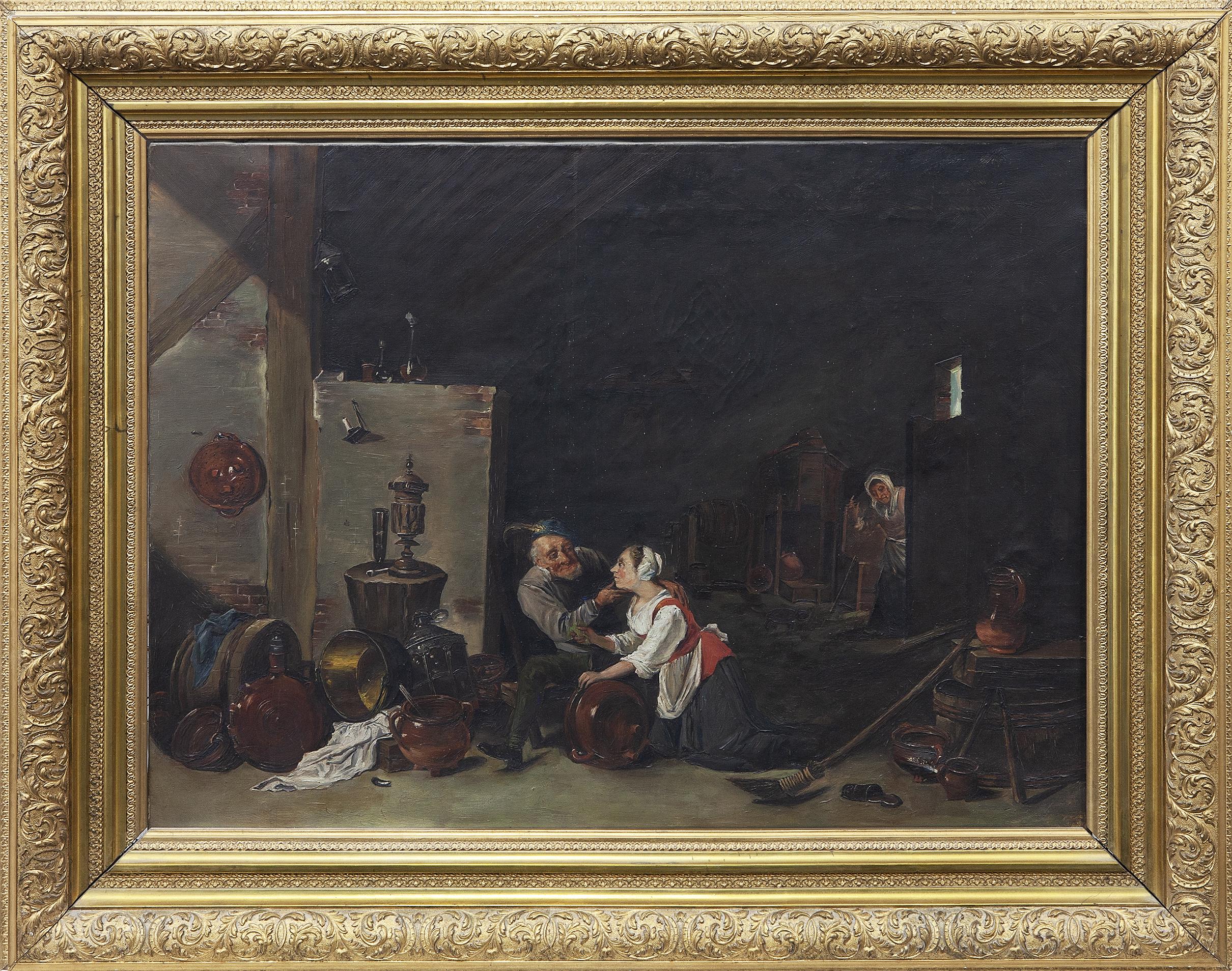 EL VIEJO Y LA CRIADA, COPIA DE ORIGINAL DE DAVID TENIERS