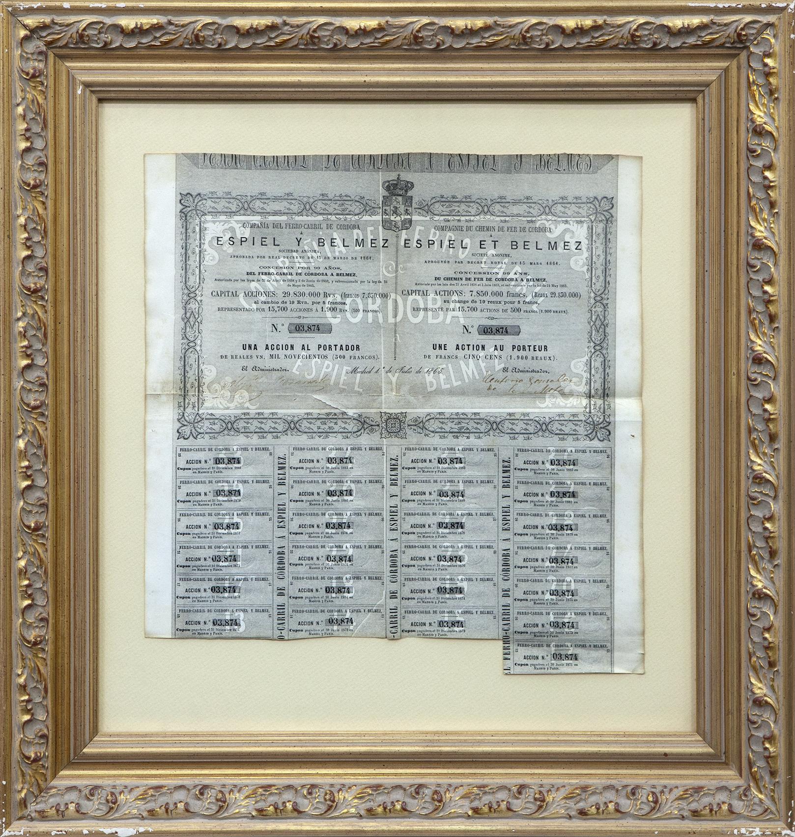 ACCIÓN DE LA COMPAÑIA DEL FERROCARRIL DE CÓRDOBA, ESPIEL Y 