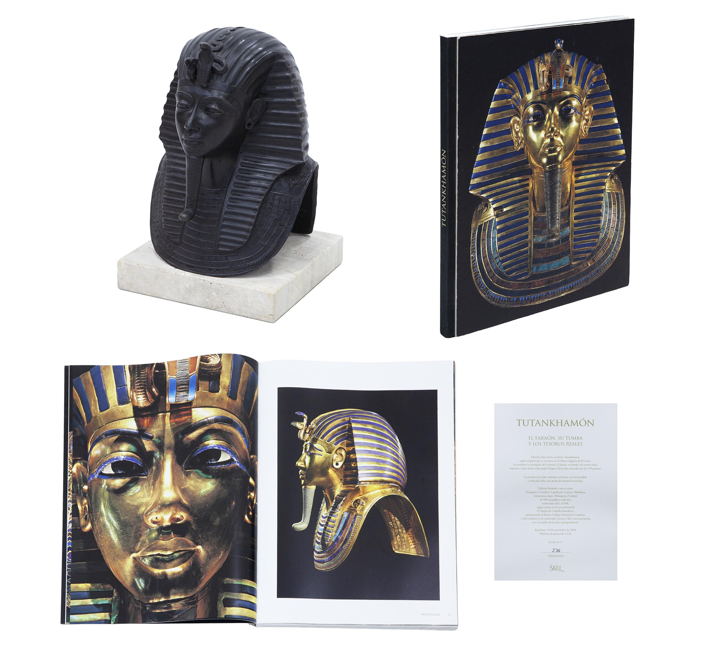 ESCULTURA BUSTO DE TUTANKHAMON EDICIÓN SKEL Y LIBRO