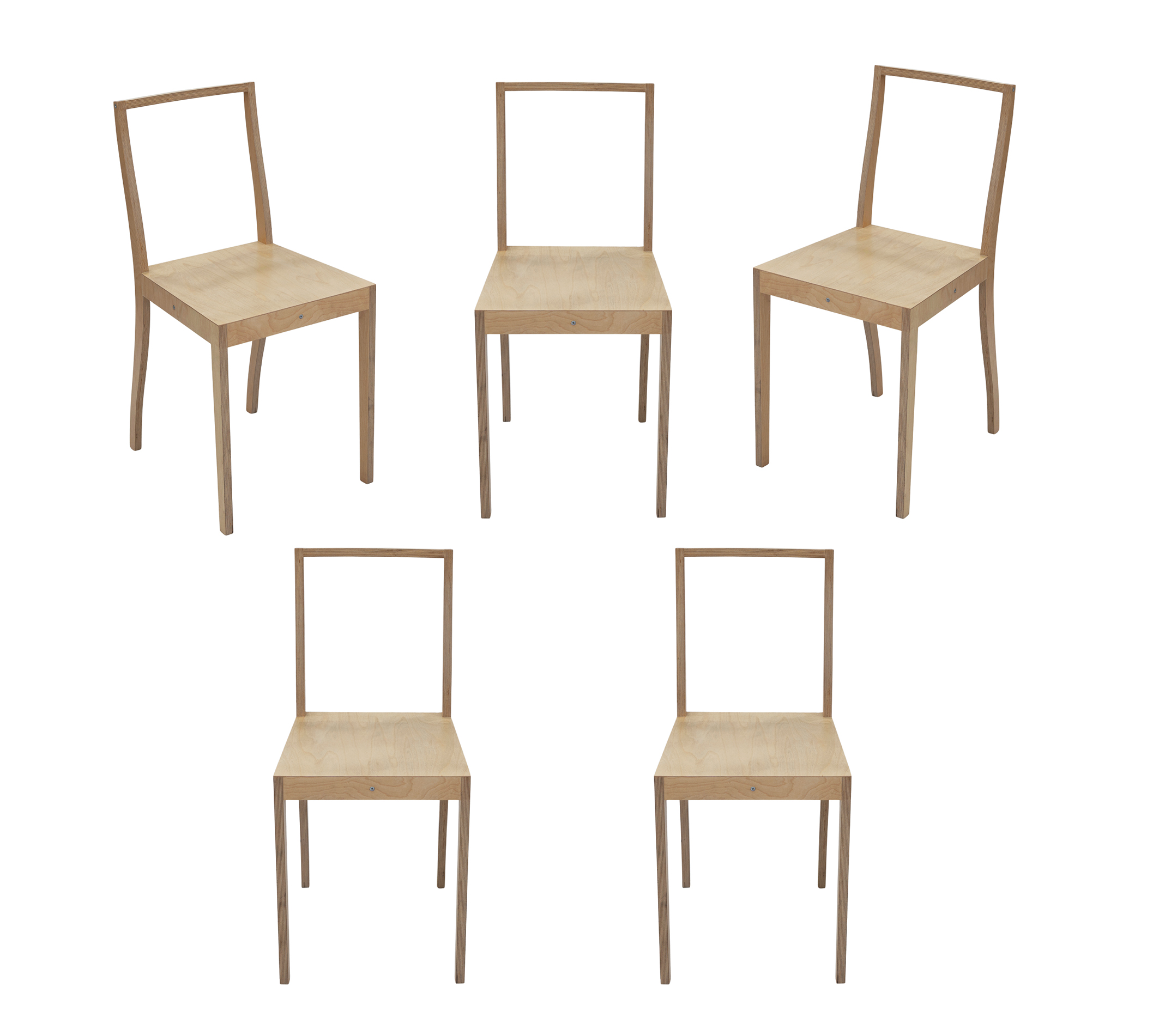 CONJUNTO DE 5 SILLAS "PLYWOOD", MARCA VITRA (SUIZA, 1980)