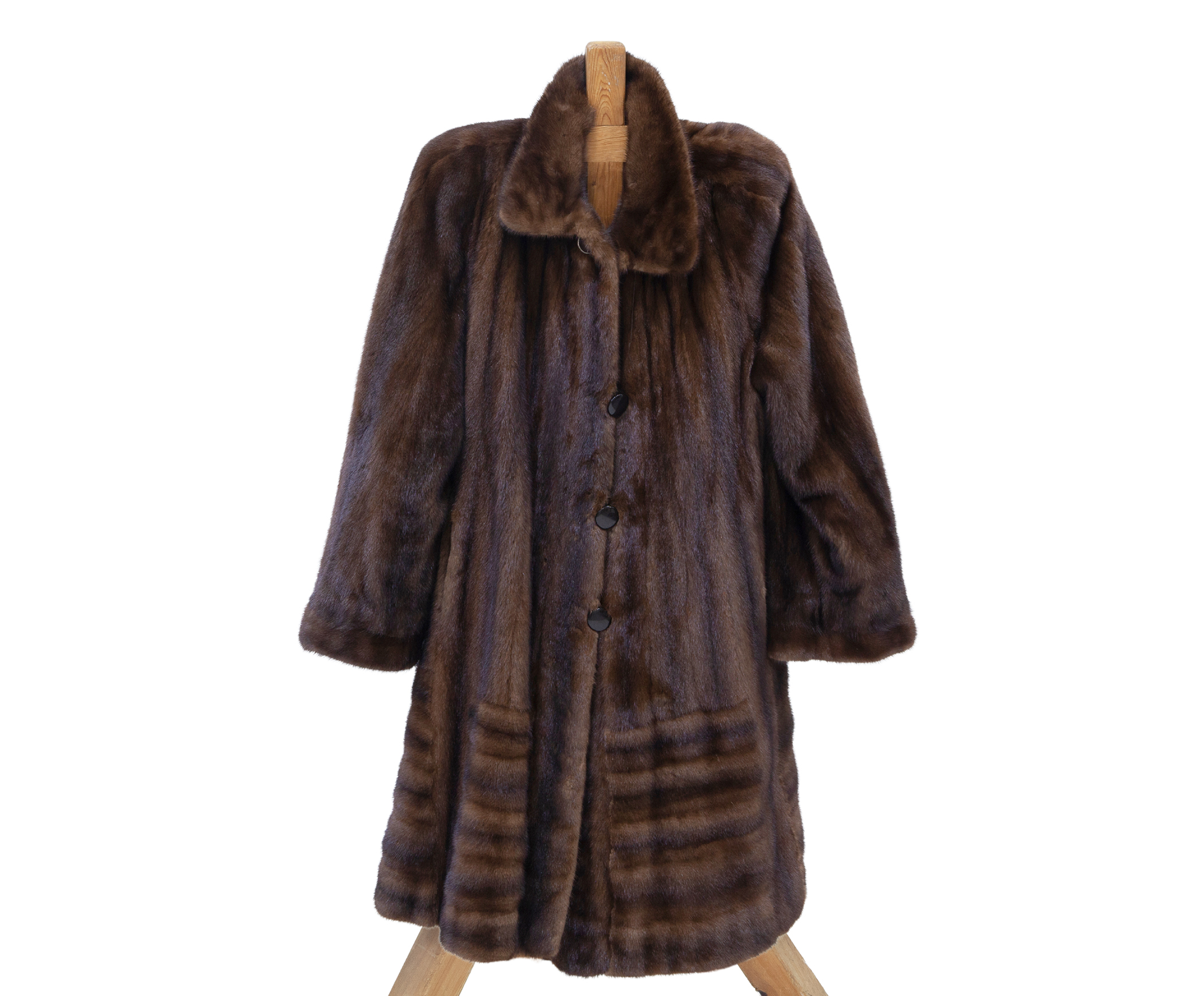 ABRIGO LARGO EN PIEL DE VISÓN REVERSIBLE