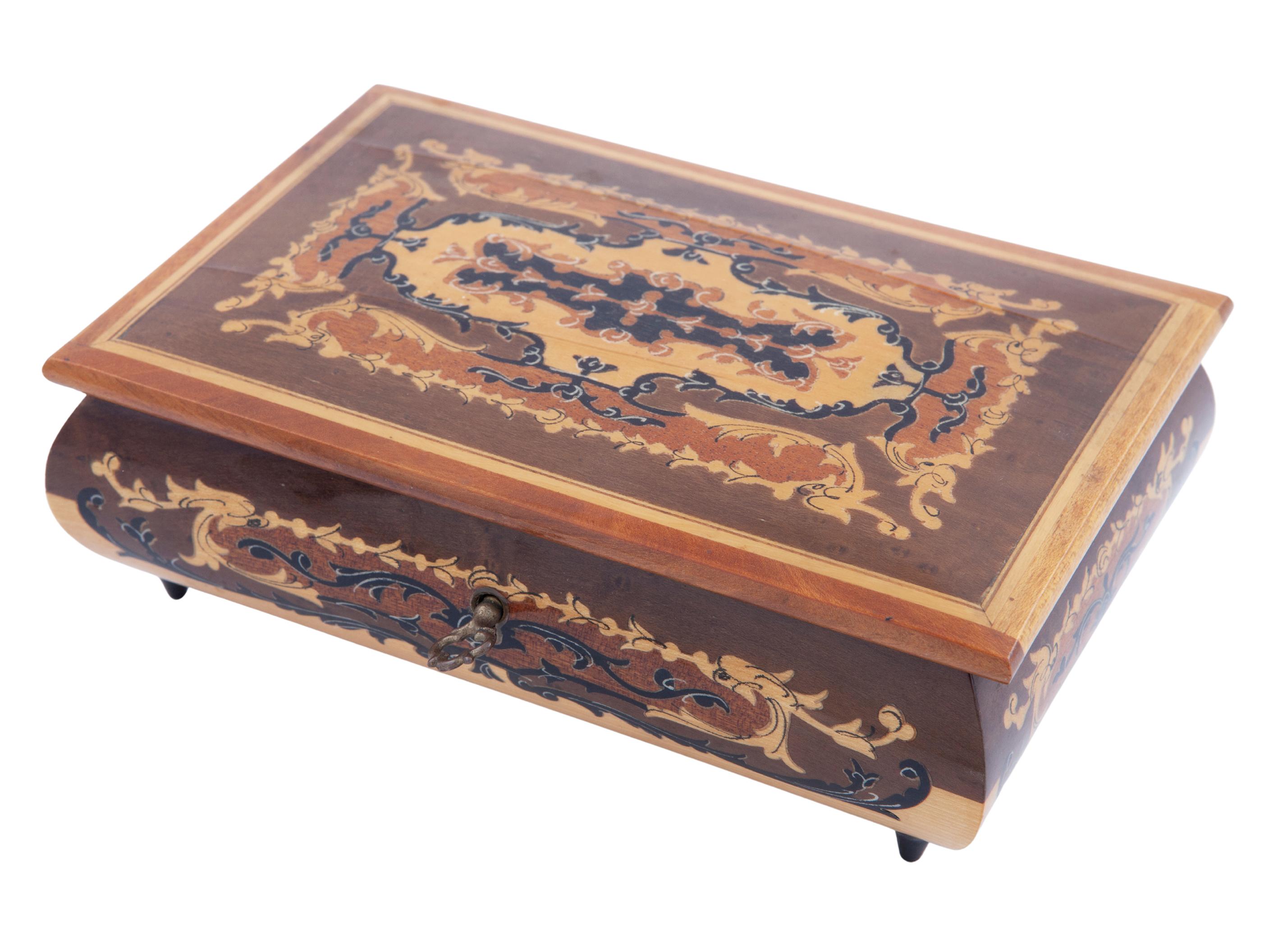 CAJA JOYERO MUSICAL DECORADA CON MARQUETERÍA