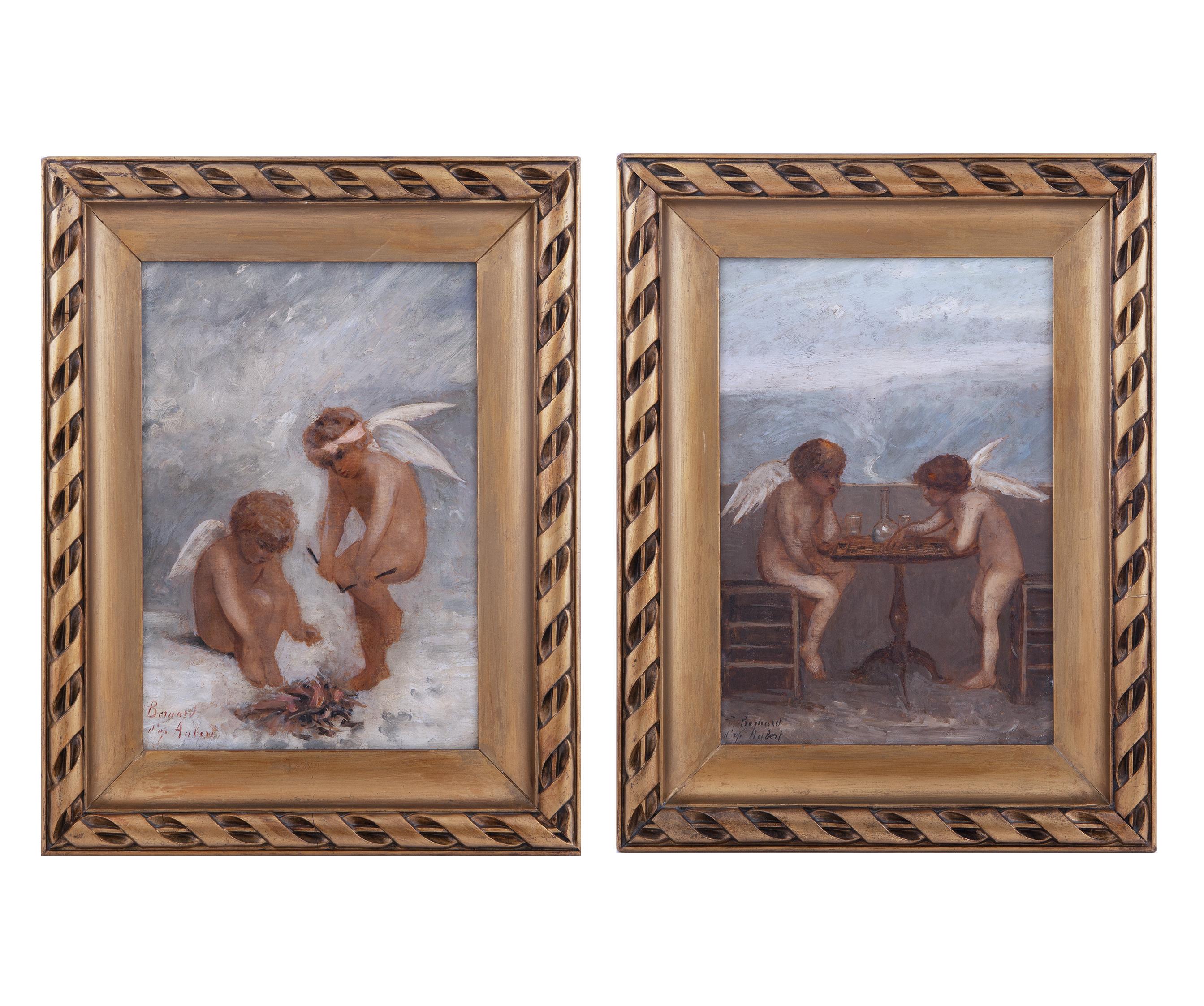 PAREJA "ÁNGELES JUGANDO A LAS DAMAS Y ENCENDIENDO UNA HOGUE