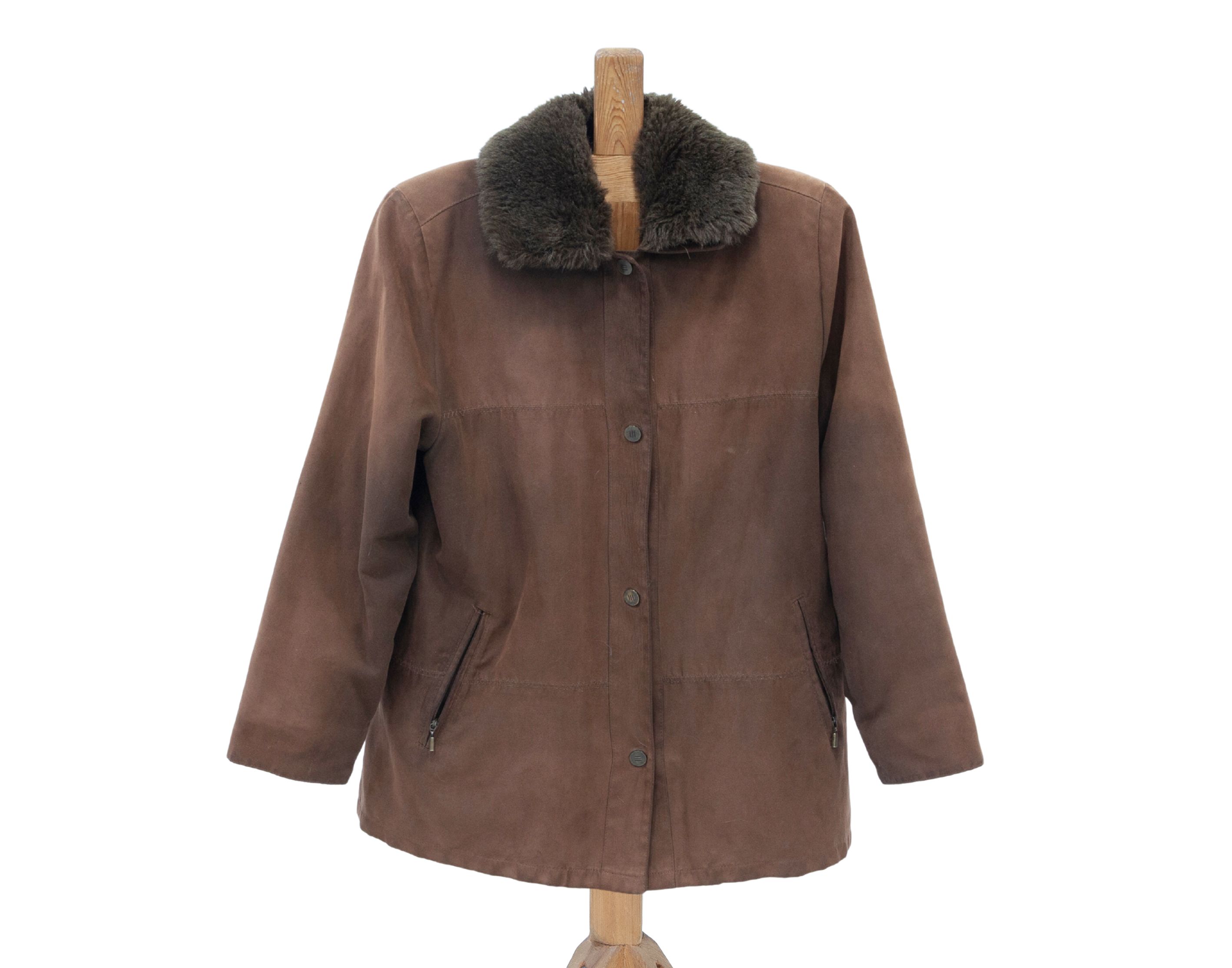 CHAQUETA EN ANTE Y PIEL SINTÉTICA.