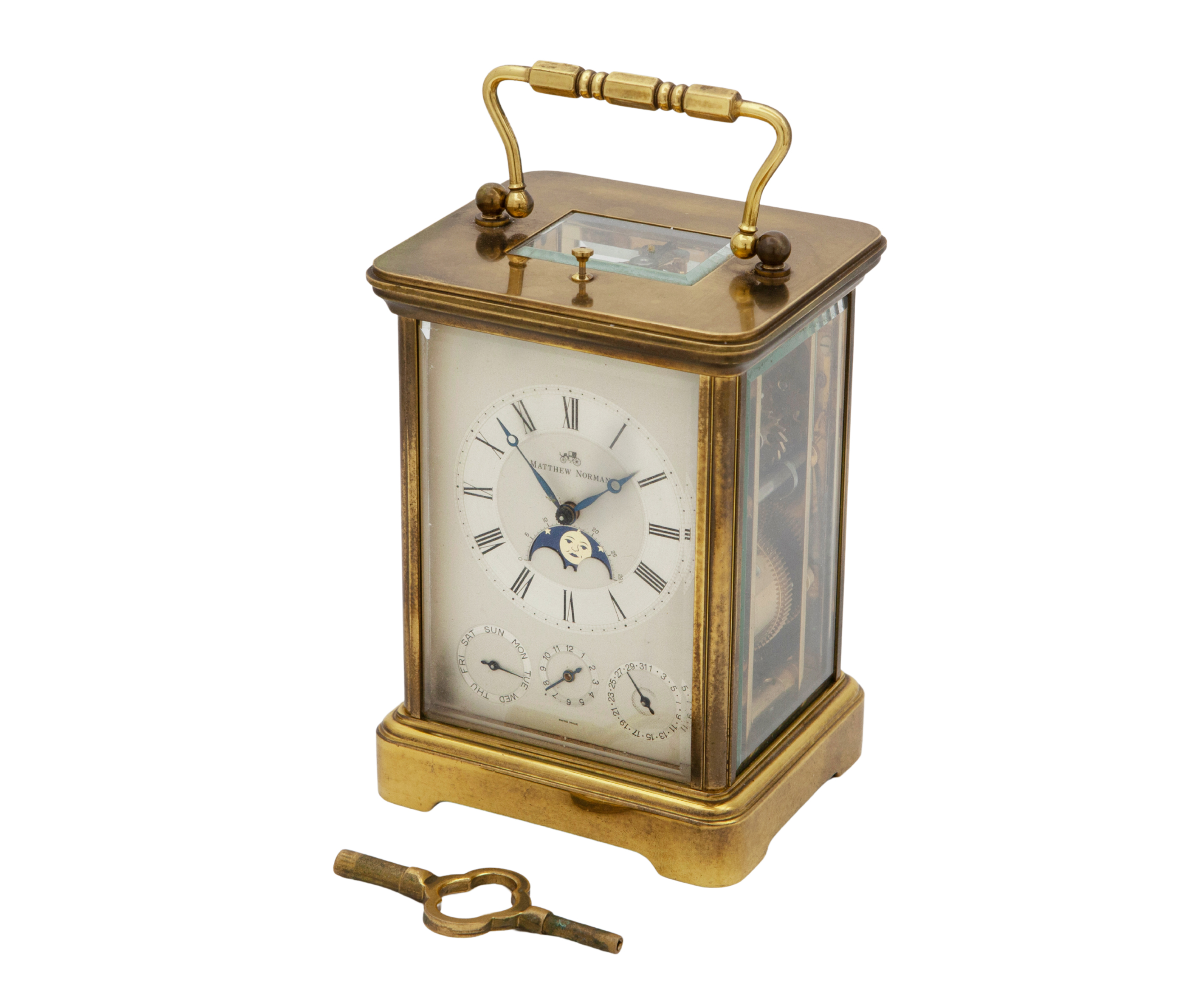 RELOJ SUIZO DE SOBREMESA O CARRUAJE, MARCA MATTHEW NORMAN (