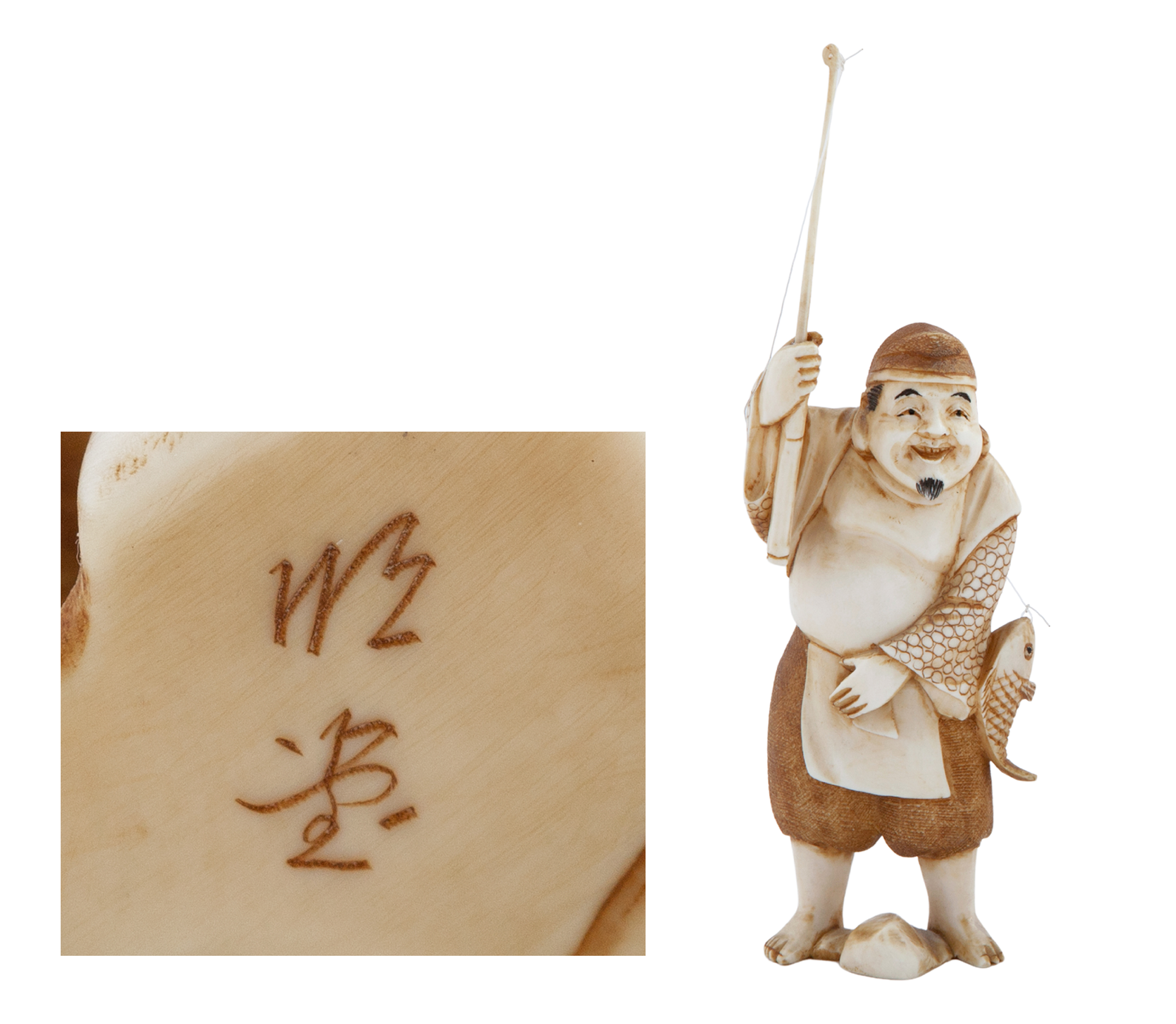 NETSUKE EN MARFIL DEL DIOS EBISU. FECHADO PERIODO EDO (JAPÓ
