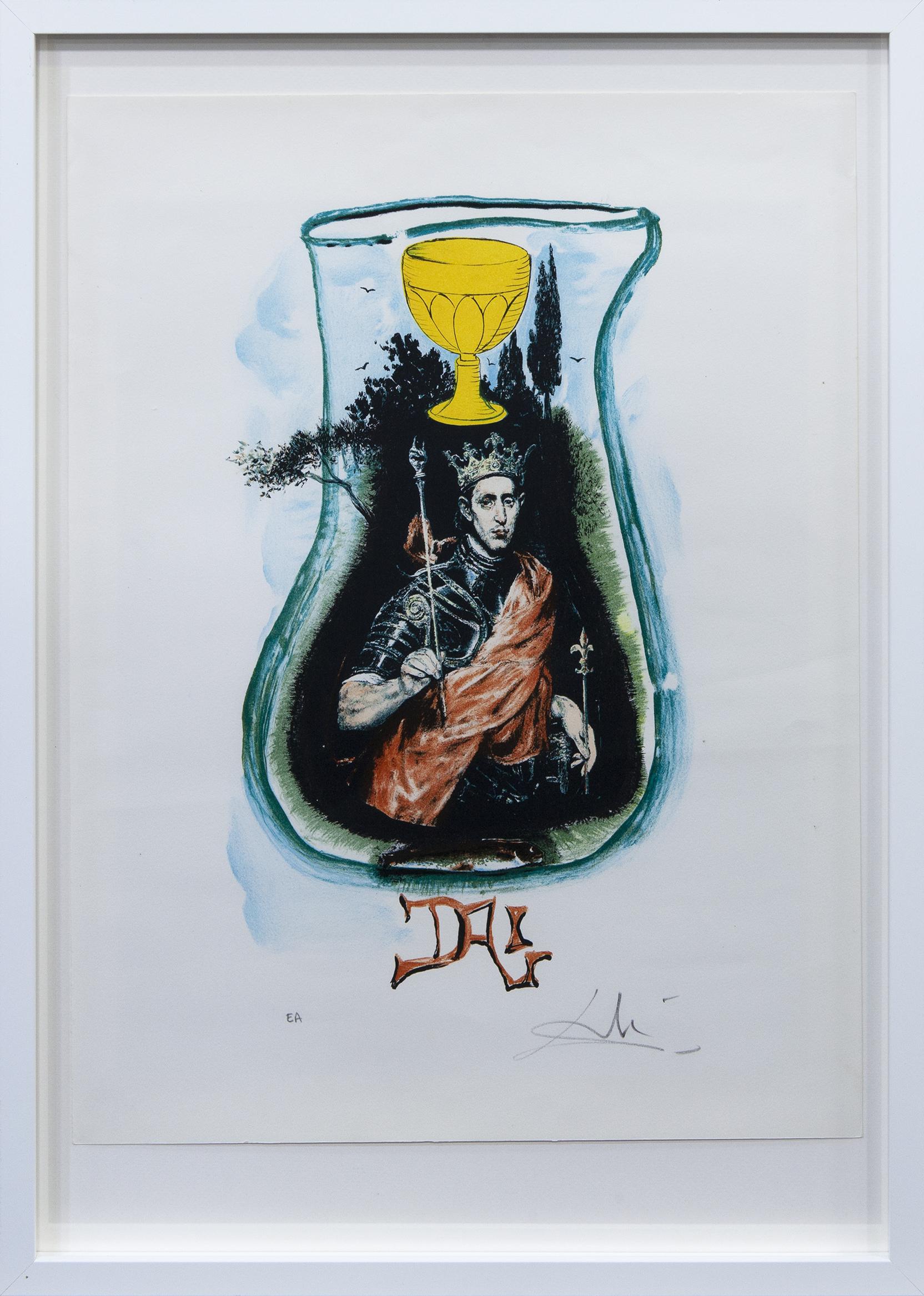 LITOGRAFÍA FIRMADA A MANO "EL REY DE COPAS"