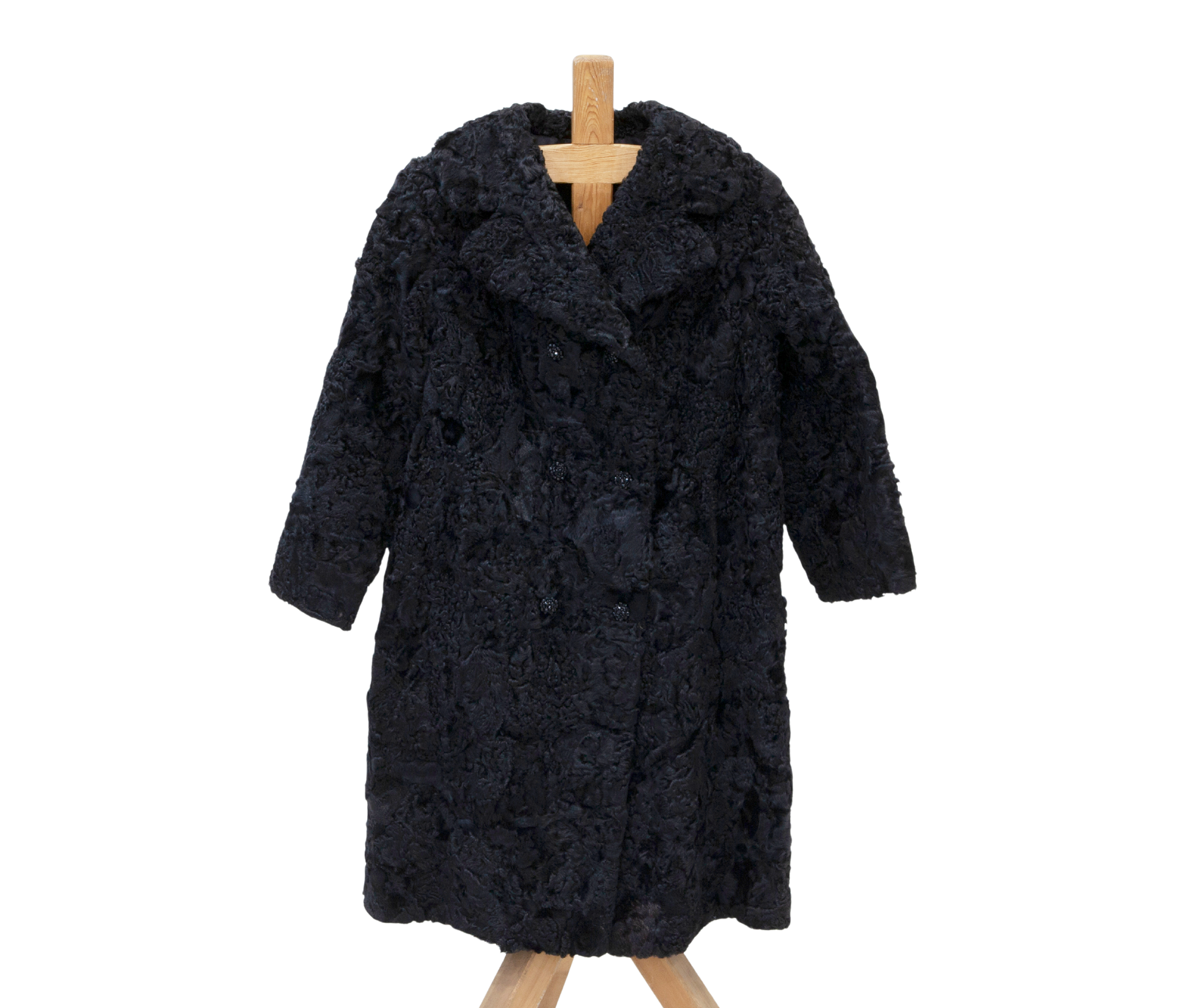 ABRIGO DE PIEL DE ASTRACÁN NEGRO