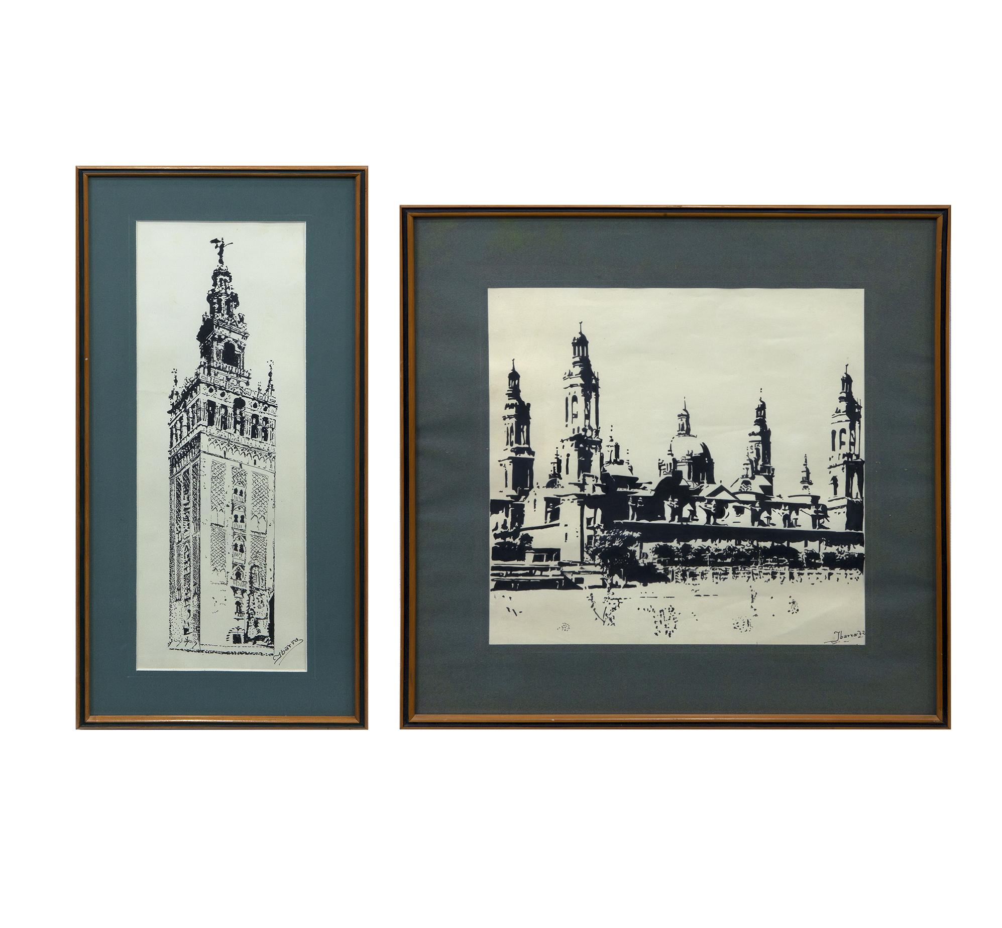 DOS VISTAS DE "LA GIRALDA" Y "BASÍLICA DEL PILAR"