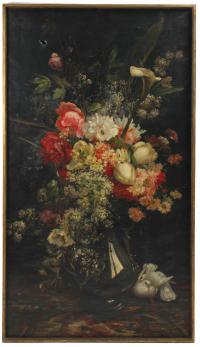RICARDO MARTÍ AGUILÓ (1868-1936). "FLORES CON PALOMAS".