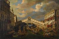 FRANCESCO ZANIN (1824-1884). "REGATA BAJO EL PUENTE DE RIAL