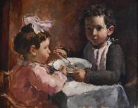 ANTONI VILA ARRUFAT (1896-1989). "NIÑOS COMIENDO",1936.