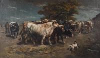 HENRY SCHOUTEN (1857/64-1927). "VACAS Y PASTORES".