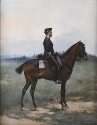 JOSEP CUSACHS I CUSACHS (1851-1908). "SOLDADO A CABALLO", 1