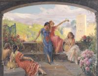 JULIO BORRELL (1877-1957). "GITANAS DE GRANADA".