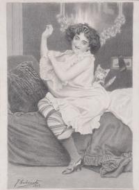 JOAN CABRINETY GUITERES (1865-1917). "MUJER Y GATO", 1903.