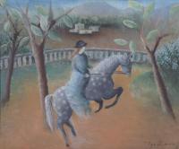 OLGA SACHAROFF (1889-1967) "JOVEN CON SOMBRERO A CABALLO".