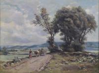 JOSE OLIVET LEGARES (1885-1956). "PAISAJE RURAL CON CARRO".