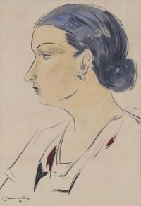 JOSEP GAUSACHS (1889-1959). "RETRATO FEMENINO DE PERFIL",