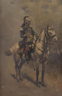 ESCUELA ESPAÑOLA, SIGLO XIX. "Soldado a caballo.