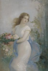 RAMÓN MARTÍ ALSINA (1826-1894). "JOVEN CON FLORES".